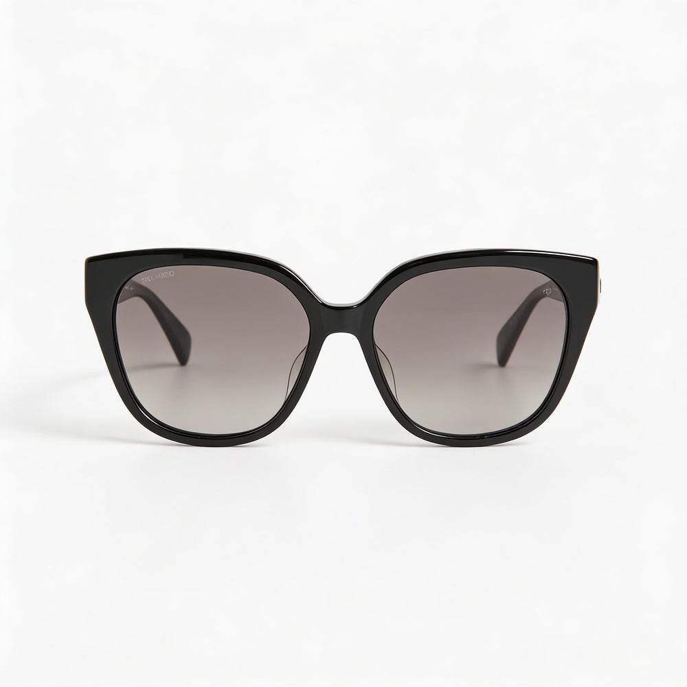 Gafas de sol clásicas Rag & Bone para mujer, de plástico negro, polarizadas, con protección UV y tonos grises, 56 mm