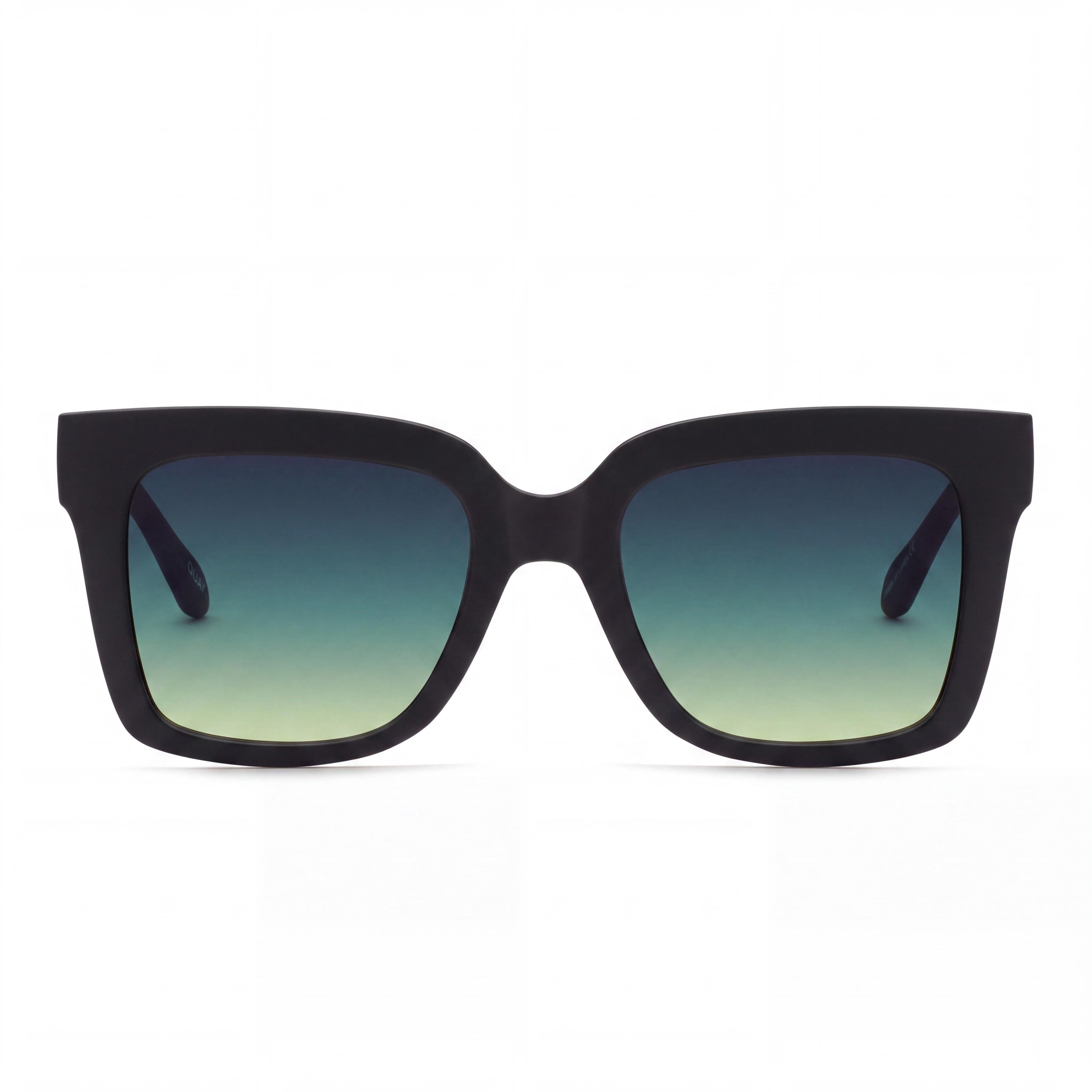 QUAY AUSTRALIA Square Women's Matte Black Plastic Frame Smoke Green Polycarbonate Lens UV Protection Sunglasses, Photo 2
