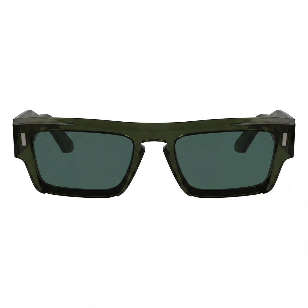 Calvin Klein Ck24532s Gafas de sol para hombre, armazón de plástico color caqui, micas sólidas color petróleo, protección UV, 54 mm