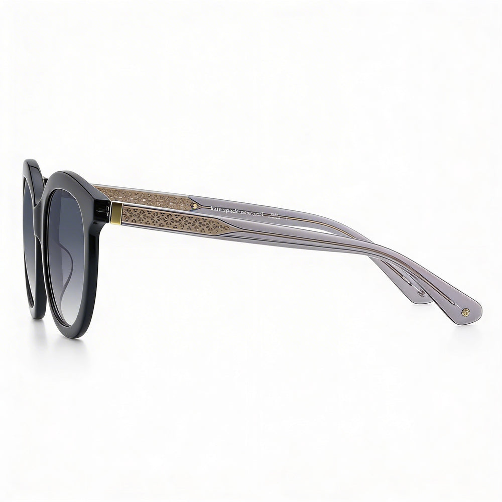 Kate Spade New York Lillian/G/S Gafas de sol de mujer cuadradas de acetato negro con protección UV y lentes grises oscuras de 53mm
