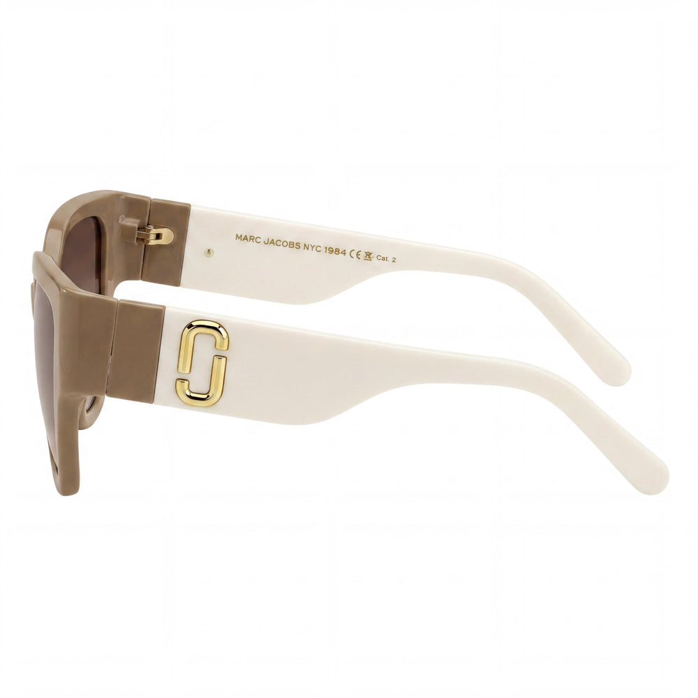 Gafas de sol Marc Jacobs para mujer, informales, de montura beige de propionato de celulosa con cristales marrones sombreados de 54 mm