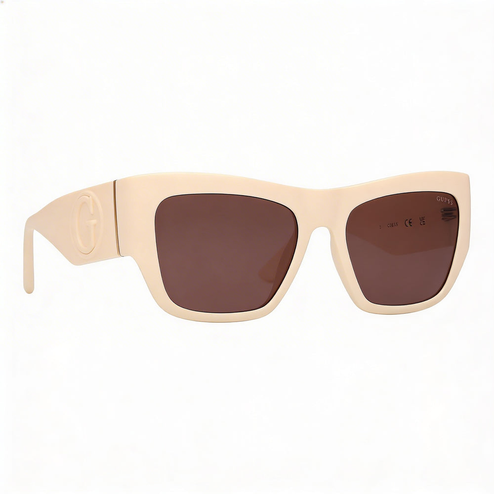 GUESS Gu00252 Women's Plastic Frame Sunglasses, 100% UVA & UVB Protection, Ivory with Purple Lenses, 54mm