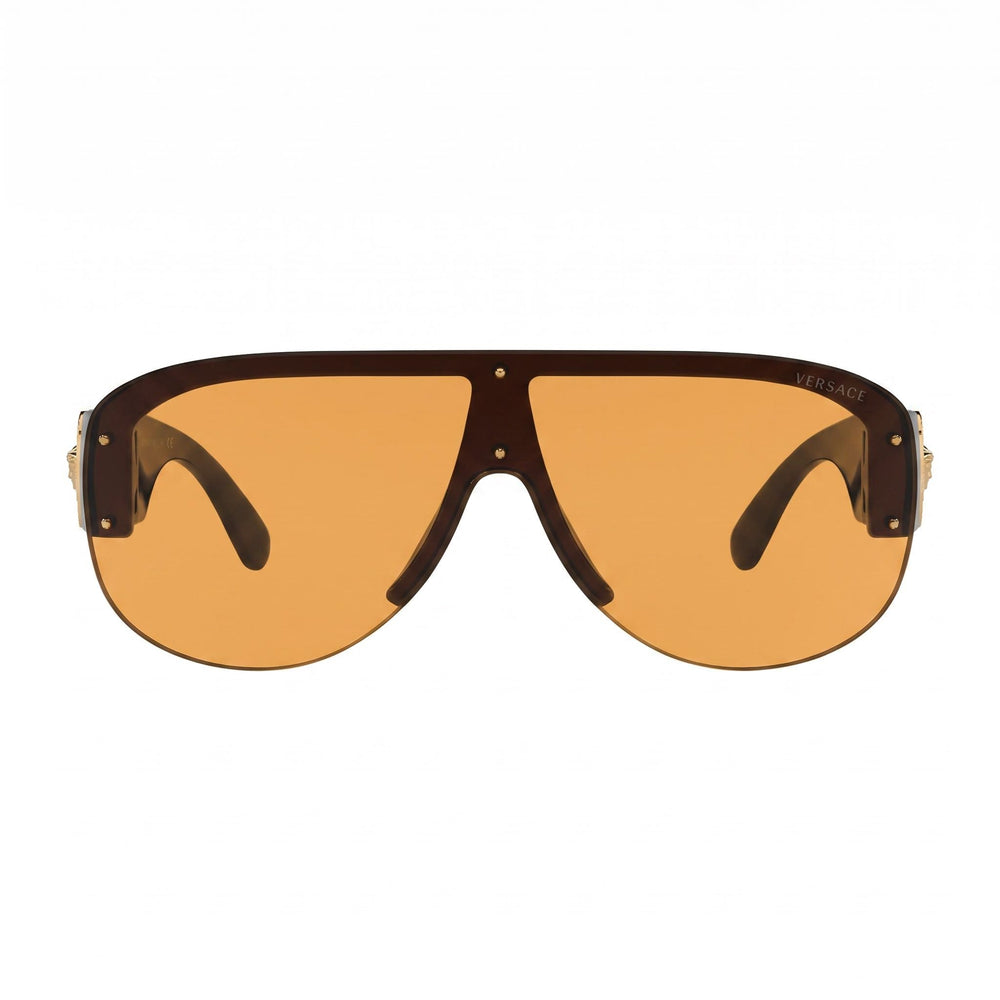 Gafas de sol Versace Wayfarer unisex con montura de plástico negro y lentes naranjas, protección UV, 48 mm