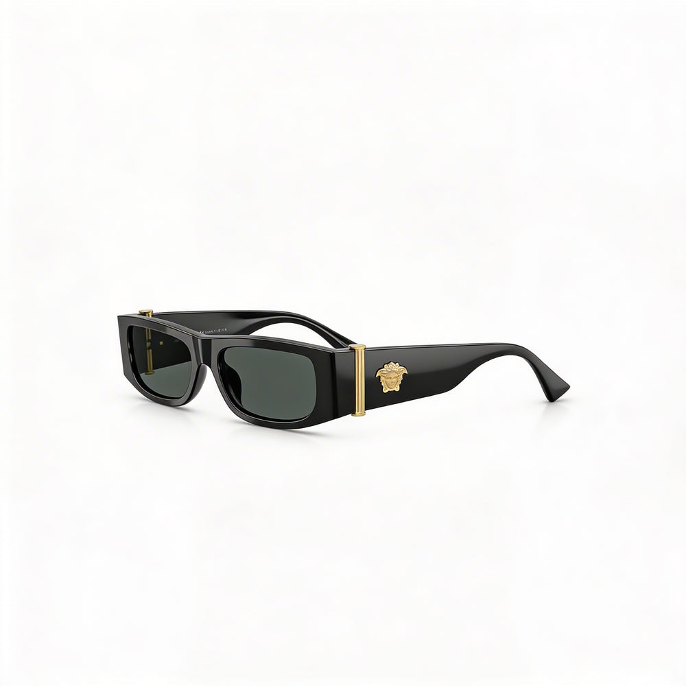 Versace Ve 4476 U Unisex Sunglasses with Black Dark Grey Acetate Frame and Dark Grey Lenses 55mm