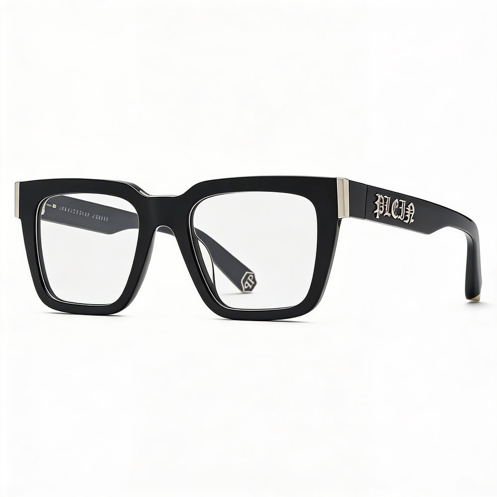 Philipp Plein Vpp112m Men's Shiny Black Optical Frames with Clear Demo Lenses, Prescription Ready 51-20-145