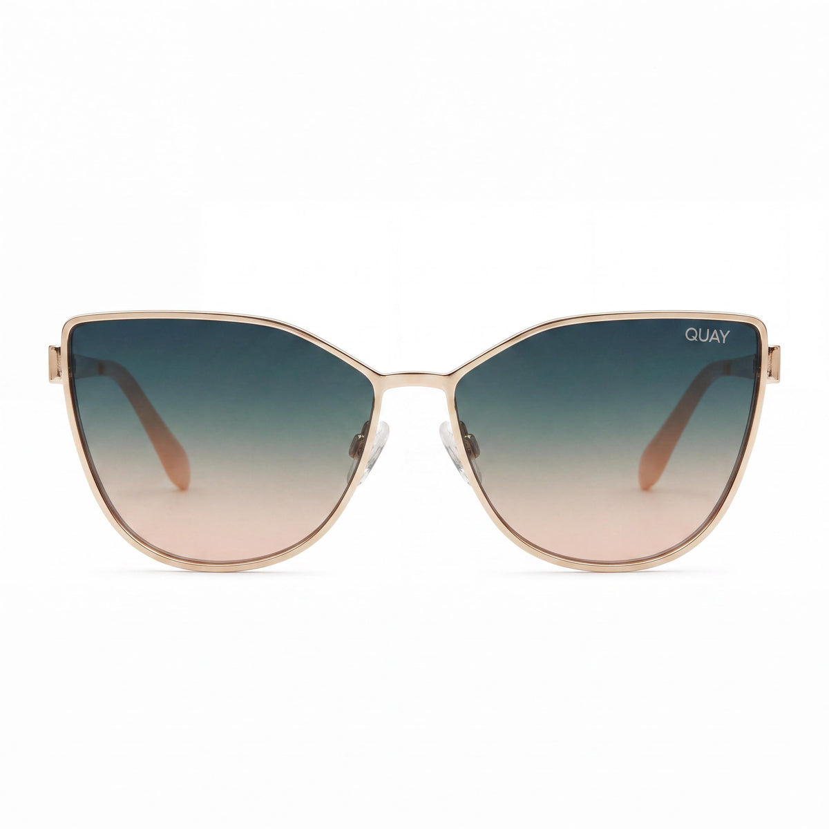 QUAY AUSTRALIA Lentes de Sol Cat Eye Metálicos para Mujer In Pursuit No Polarizados, Dorado Cepillado, Micas Palm Taupe, 64mm, Photo 2