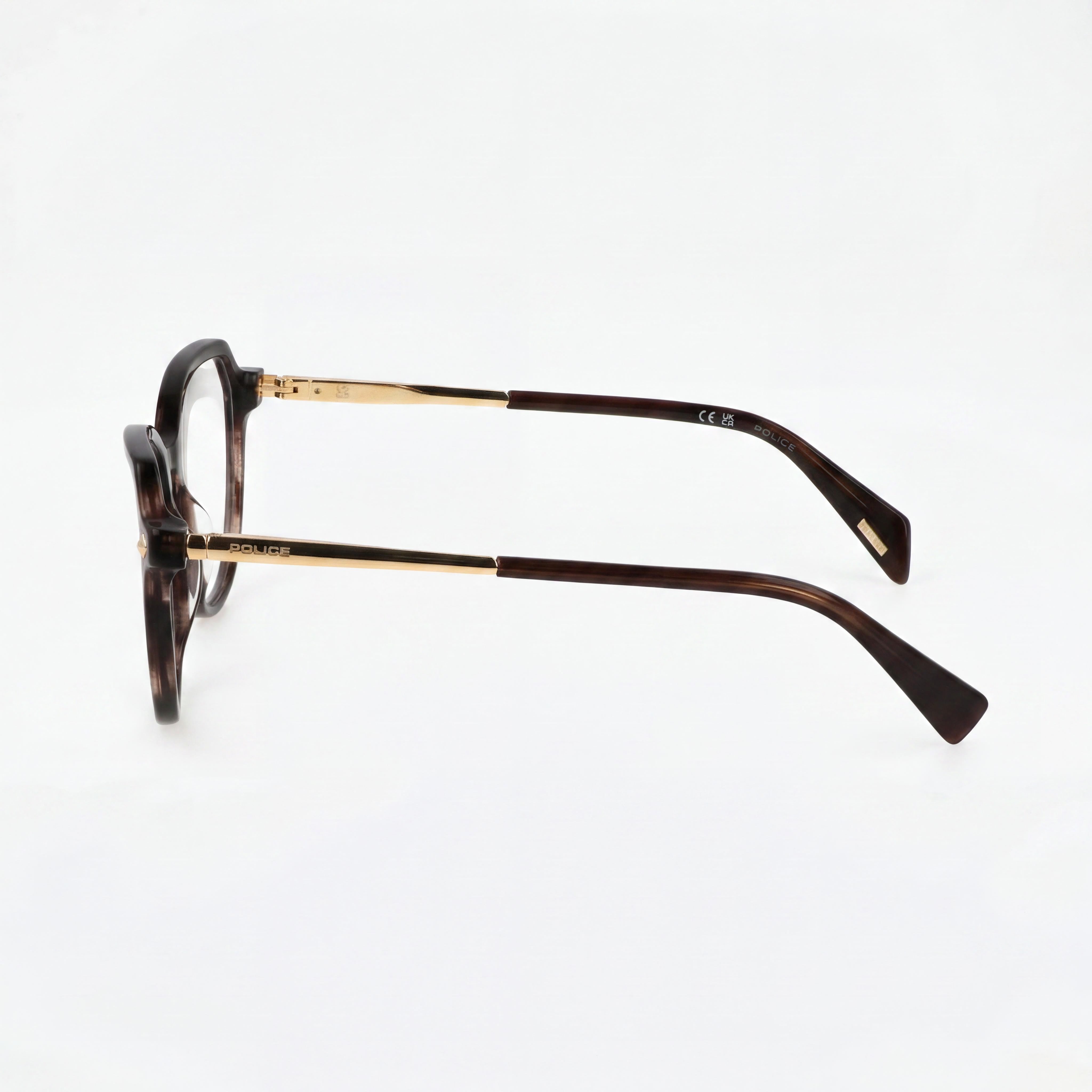 Police Casual Women's Shiny Striped Brown Glittery Acetate Frame Polycarbonate Lens Eyewear 52mm, Photo 3