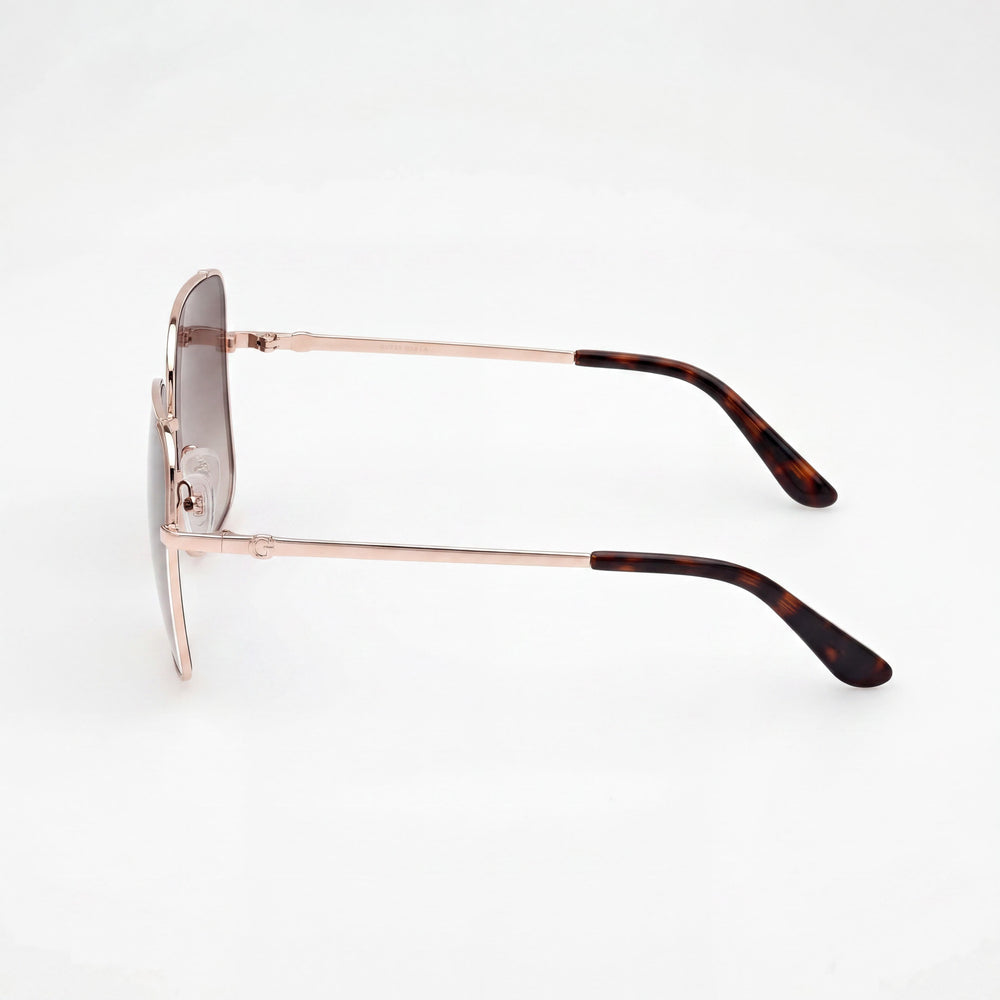Gafas de sol GUESS GU00194 de metal brillante oro rosa degradado marrón UV 400 para mujer, 58 mm