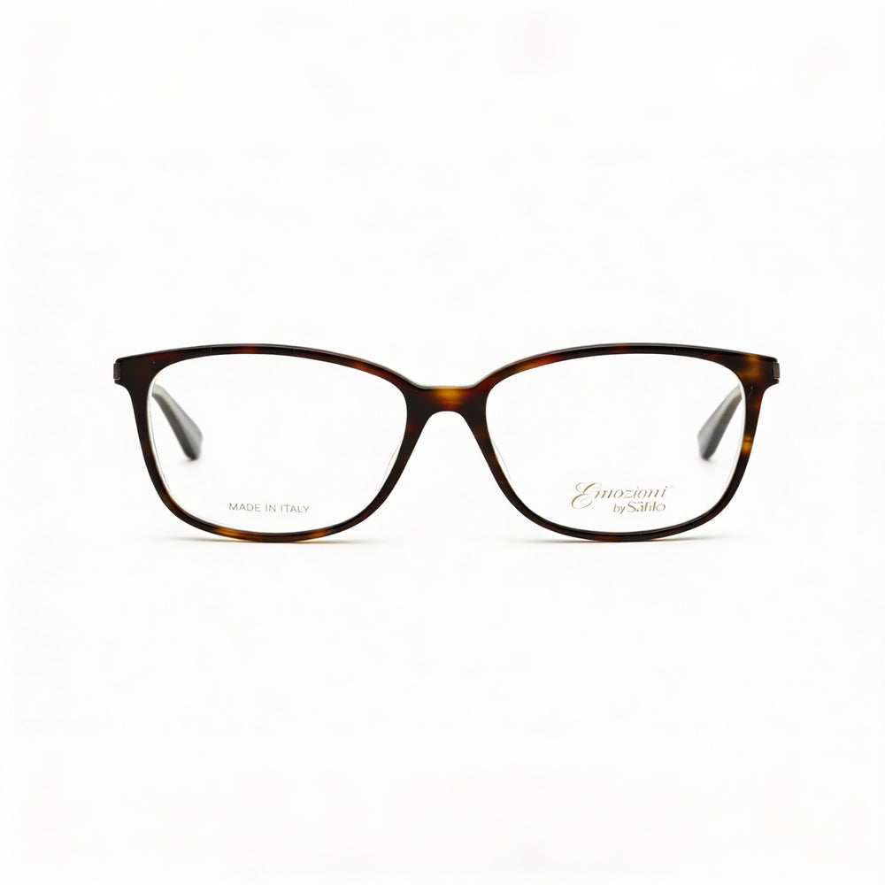 Emozioni Women's 4044 Rectangular Plastic Havana Green Gray Prescription Ready Eyeglasses with Clear Demo Lenses, 53mm