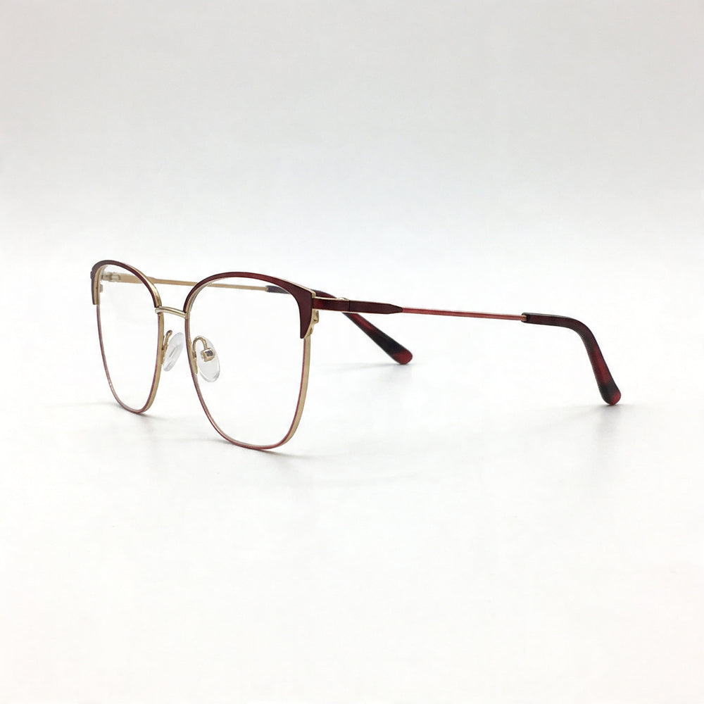 Adensco Classic Men's Burgundy Metal Frame Eyeglasses, Multicolor Polycarbonate Lenses, Size 53-16-135