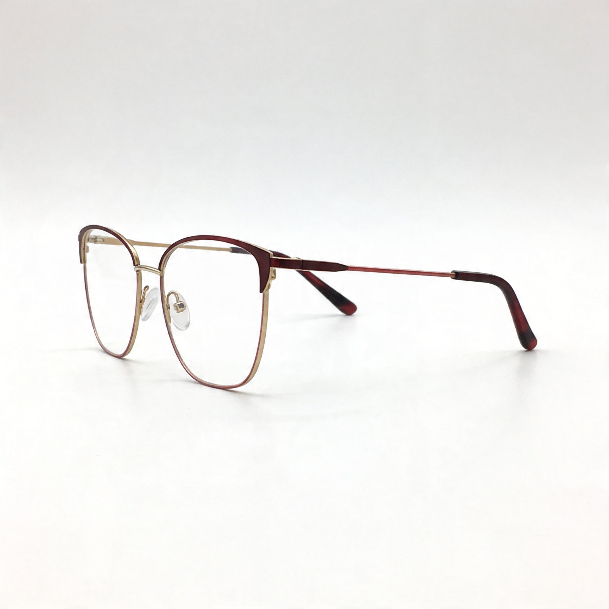 Adensco Classic Men's Burgundy Metal Frame Eyeglasses, Multicolor Polycarbonate Lenses, Size 53-16-135, Photo 1