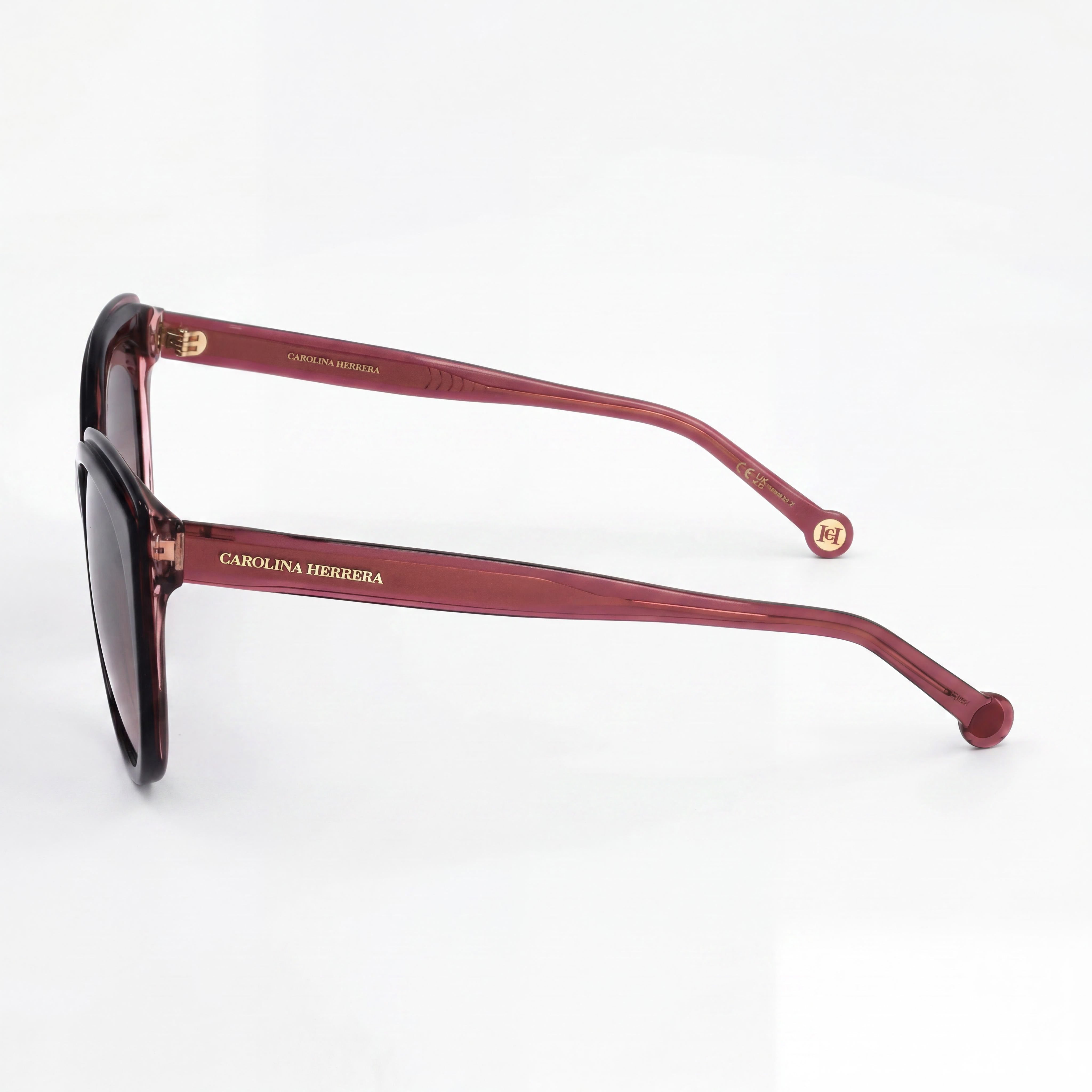 Carolina Herrera Essential Women's Burgundy Red Brown Acetate Cat Eye Sunglasses with Burgundy Red Lenses 57mm, Photo 3