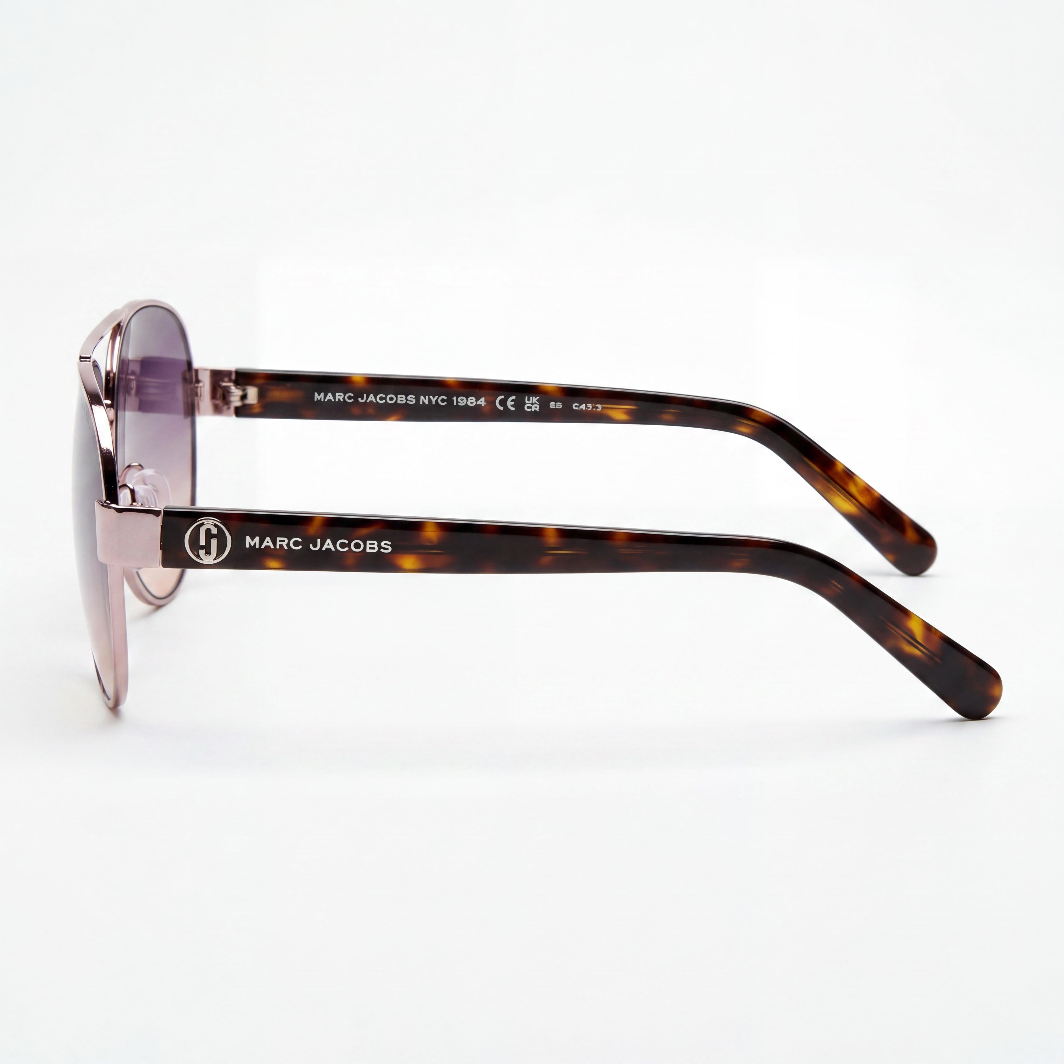 Marc Jacobs Signature Men's Lightweight Metal UV Protected Polycarbonate Sunglasses Pink Havana Grey 60mm, Photo 3