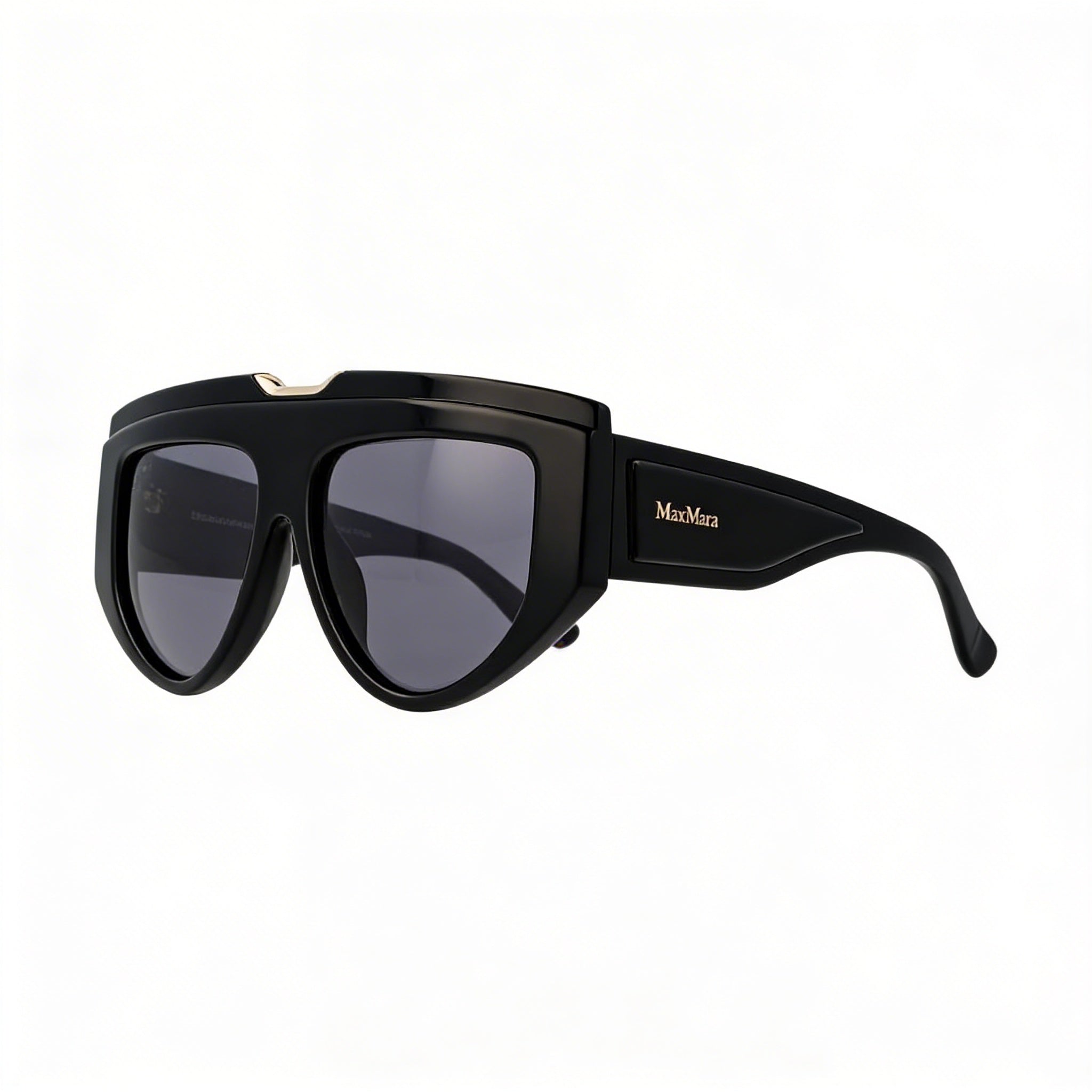 MaxMara Mm0083 Men's Sunglasses with Glossy Black Frame and Smoke Non-Polarized Acetate Lenses 57mm, Photo 2