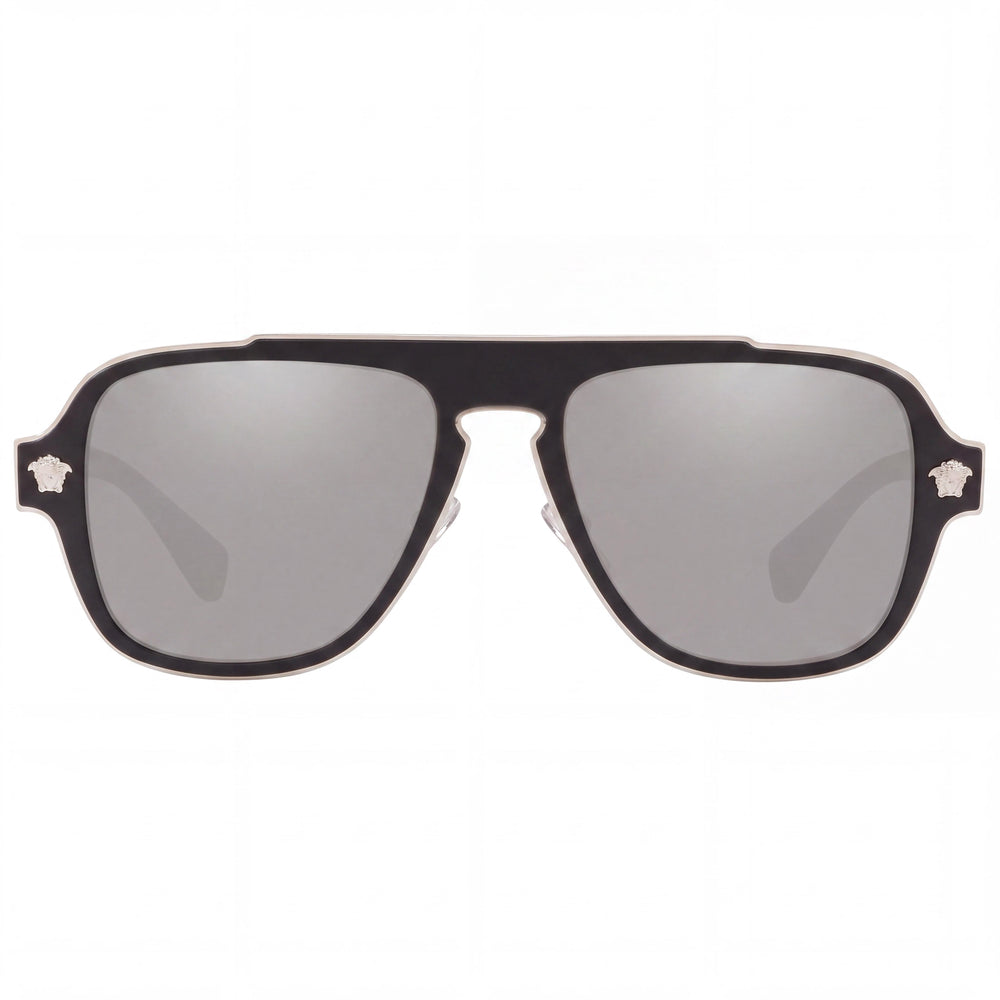 Gafas de sol Versace VE2199 unisex con montura compuesta negra/gris oscuro, lentes polarizadas grises degradadas antirreflejo UV de 56 mm
