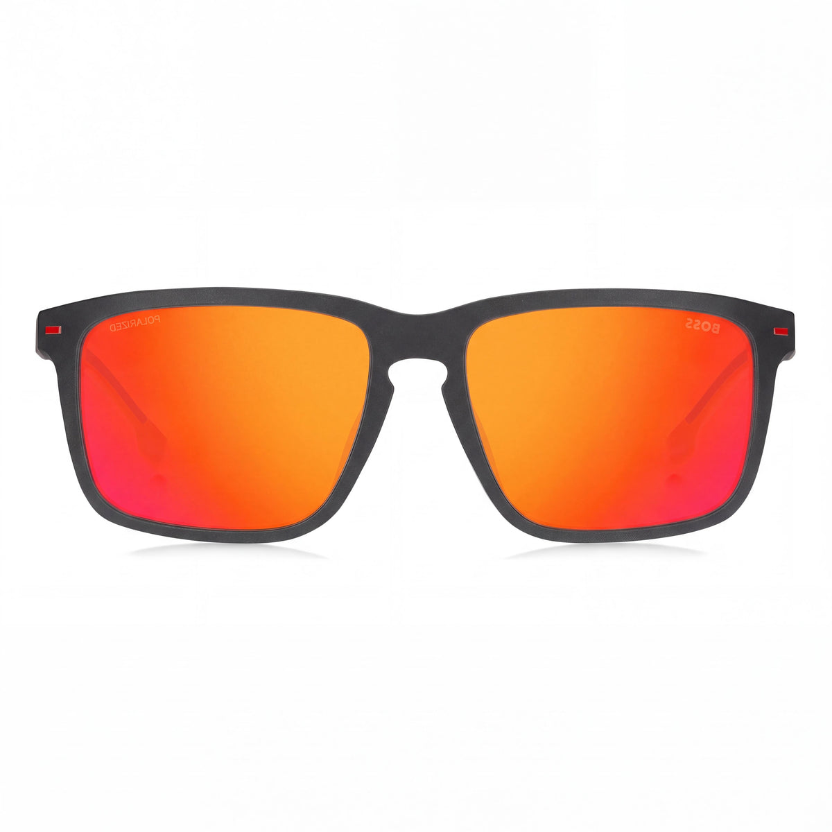 Gafas de sol unisex modernas Hugo Boss con montura de plástico y lentes de policarbonato, gris mate, rojo, 59 mm, protección UV, Photo 2