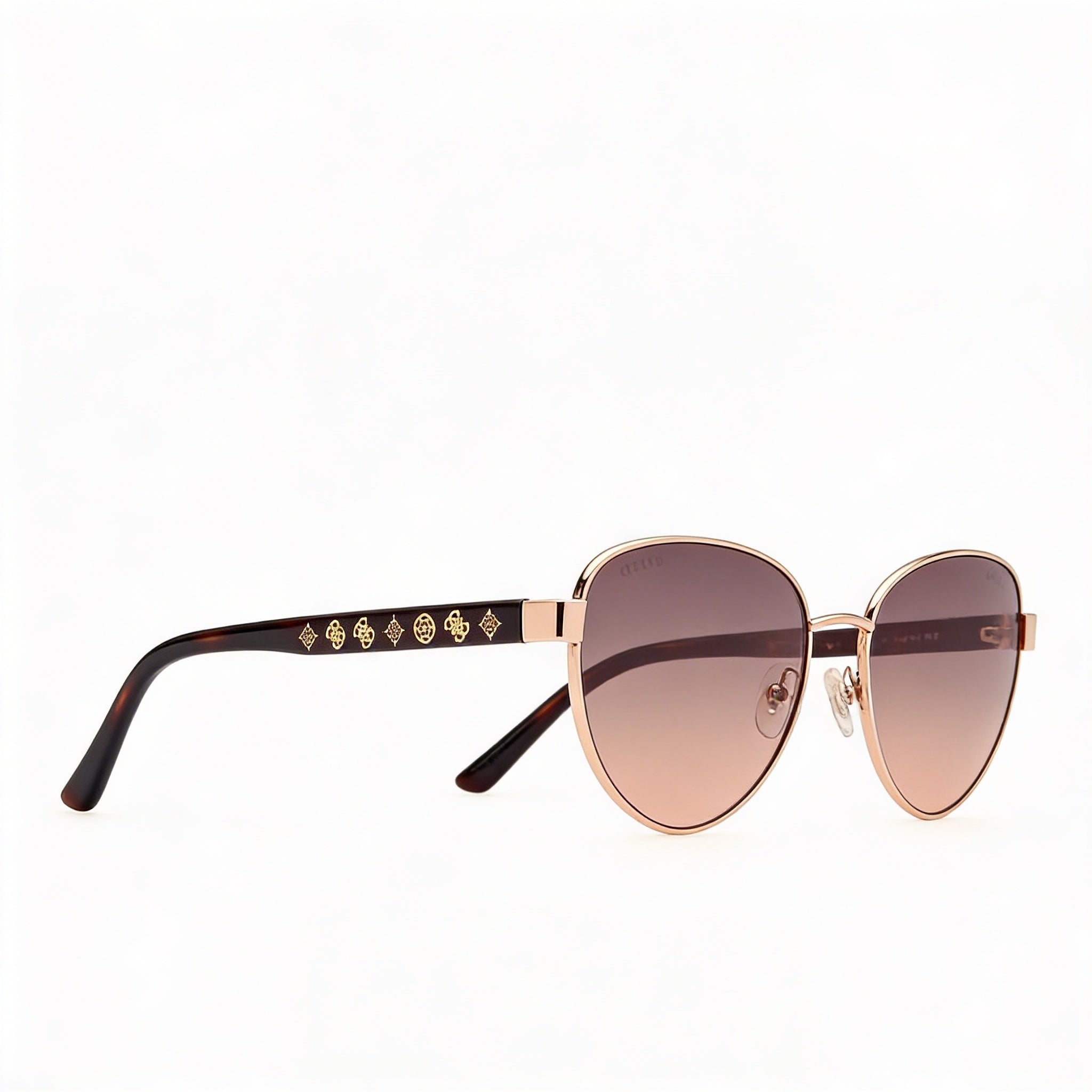 GUESS Modern Women's Metal Polarized Sunglasses 55mm Shiny Pale Gold Gradient Brown UV Protection, Photo 2