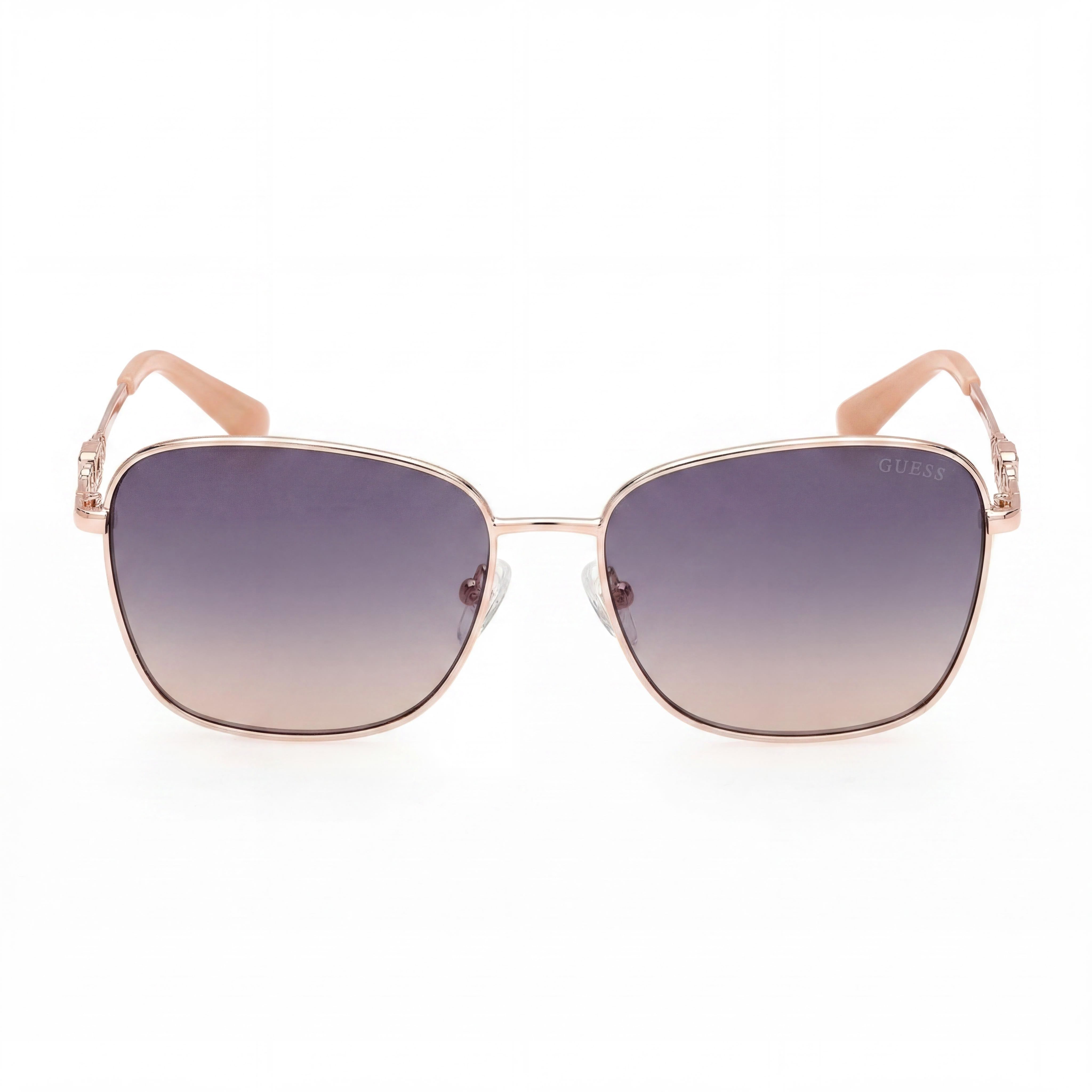 Gafas de sol Guess Butterfly para mujer, de metal dorado rosa brillante, con lentes azul violeta y protección UV de 57 mm, Photo 2