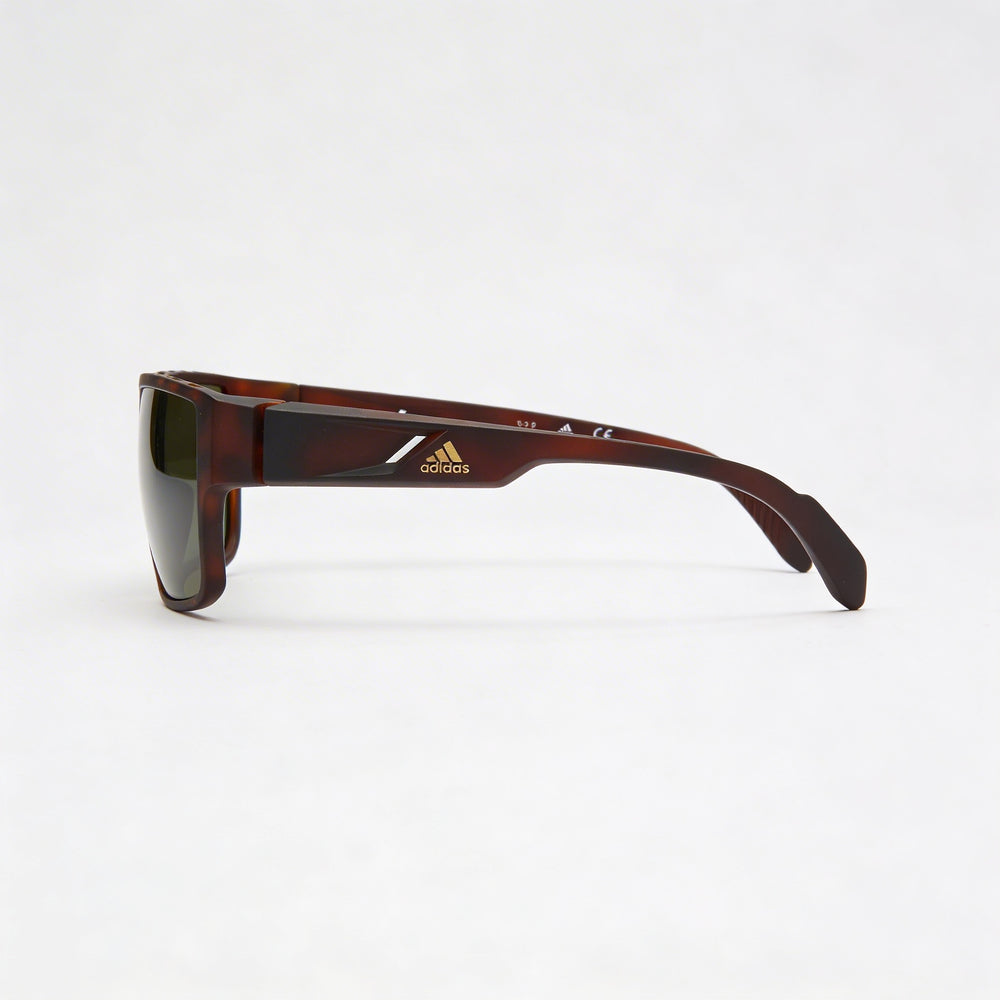 Gafas de sol adidas SP0006 rectangulares de acetato color Havana oscuro para hombre, color verde, sin polarizar, con protección UV, 57-16-135