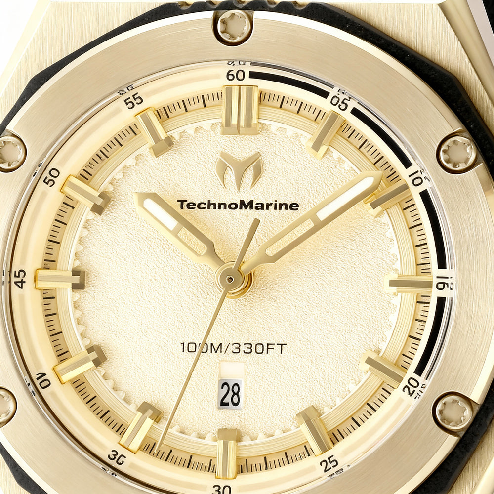 Reloj TechnoMarine CORAL - Legacy TM-416055 para mujer, de cuarzo, acero inoxidable dorado, correa de silicona, 36 mm