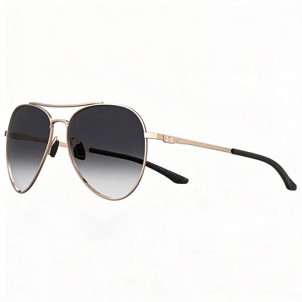 Gafas de sol unisex Under Armour UA Instinct con montura de acero inoxidable y protección UV, color oro rosa, 57-15-140 mm