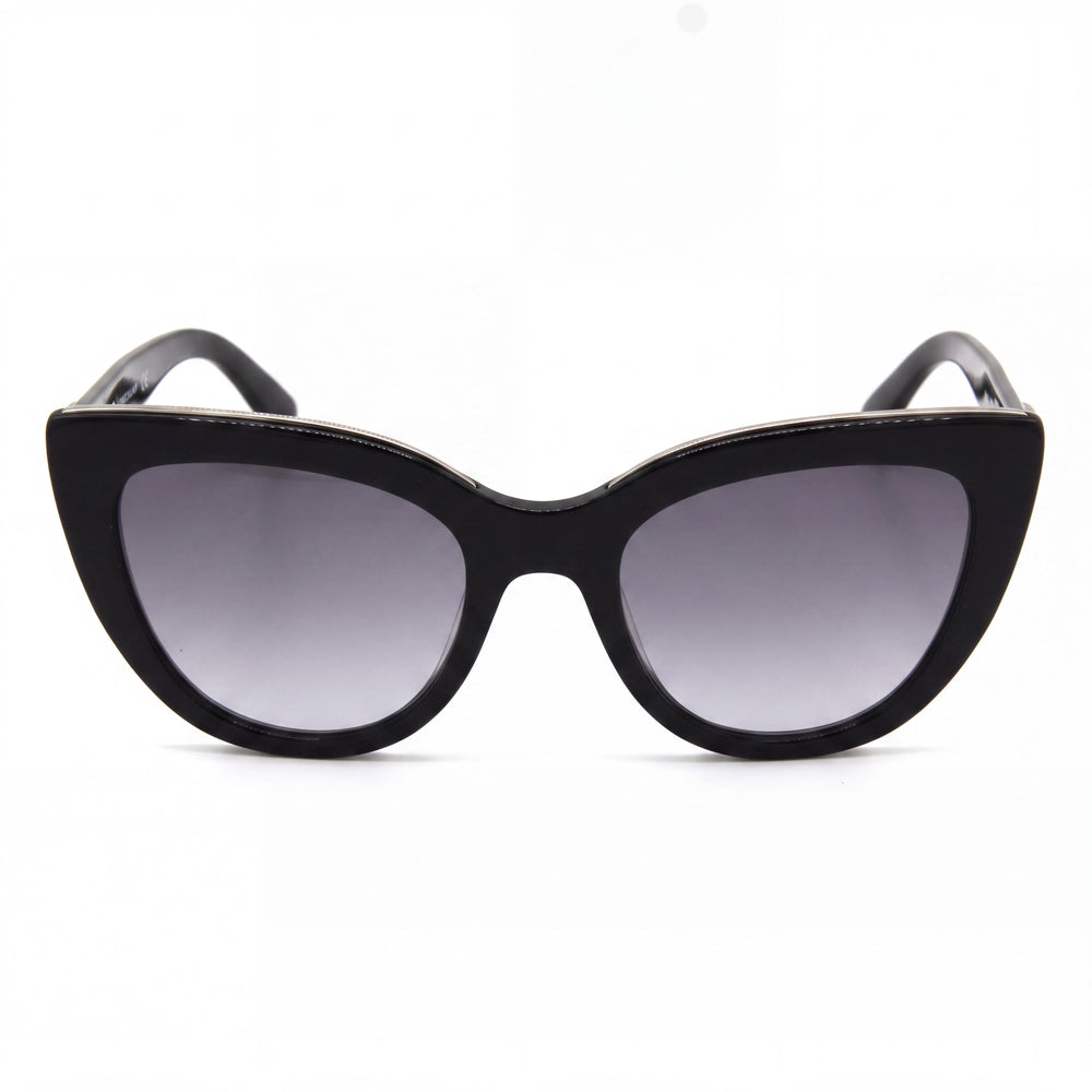 Gafas de sol de mujer Longchamp LO686S con montura de acetato negro tipo ojo de gato y lentes grises de 51 mm con protección UV