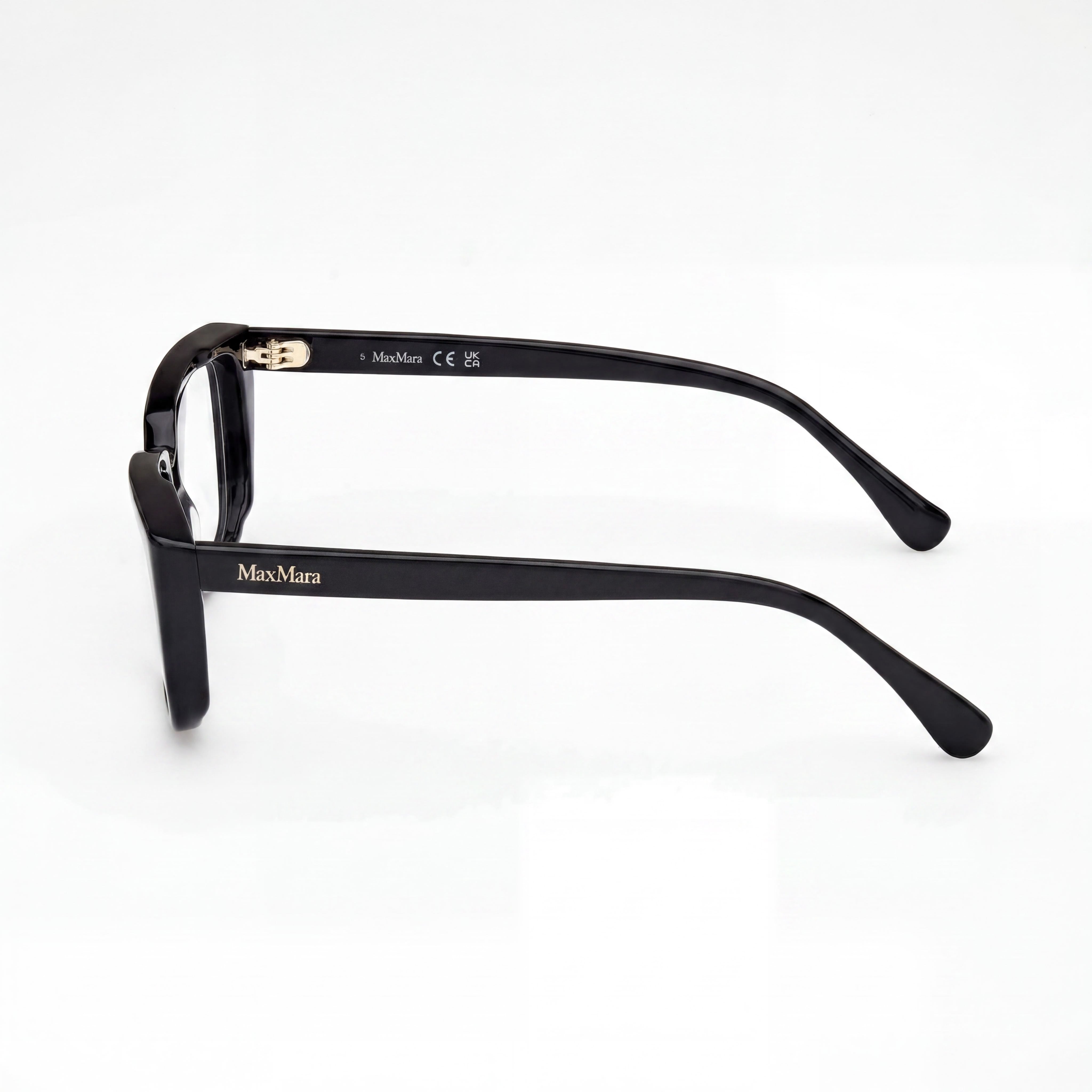 Gafas de mujer MaxMara MM5112 con montura oftálmica de plástico negro brillante, ancho de lente 54mm, Photo 3