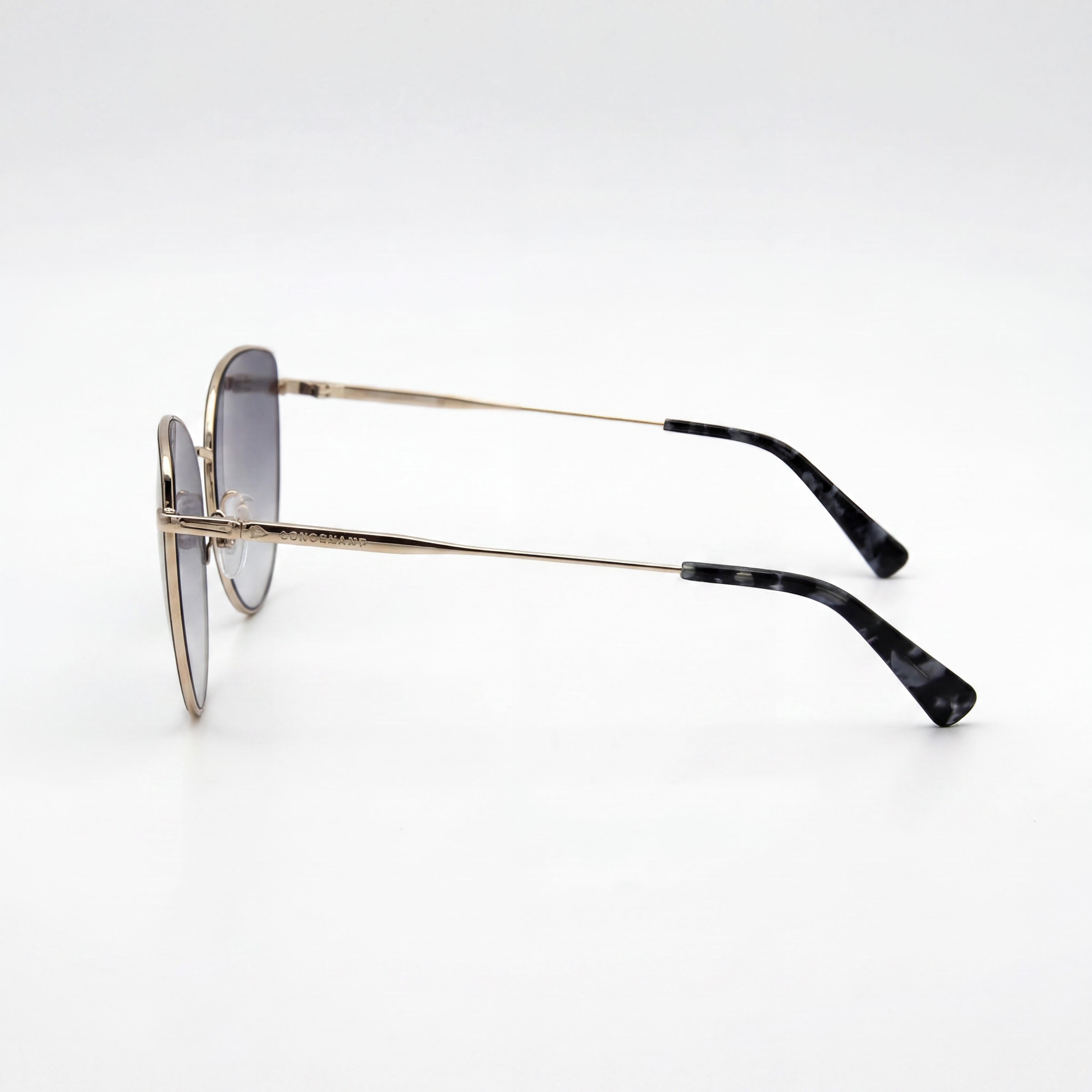 Longchamp LO158S Women's Casual Style Gold Black Metal Frame Yellow Lens Sunglasses, 60mm Lens Width, Photo 3