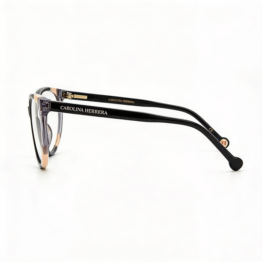 Gafas de sol Carolina Herrera CH 0064 para mujer, montura de acetato, color negro nude, lentes de policarbonato y protección UV, 55 mm