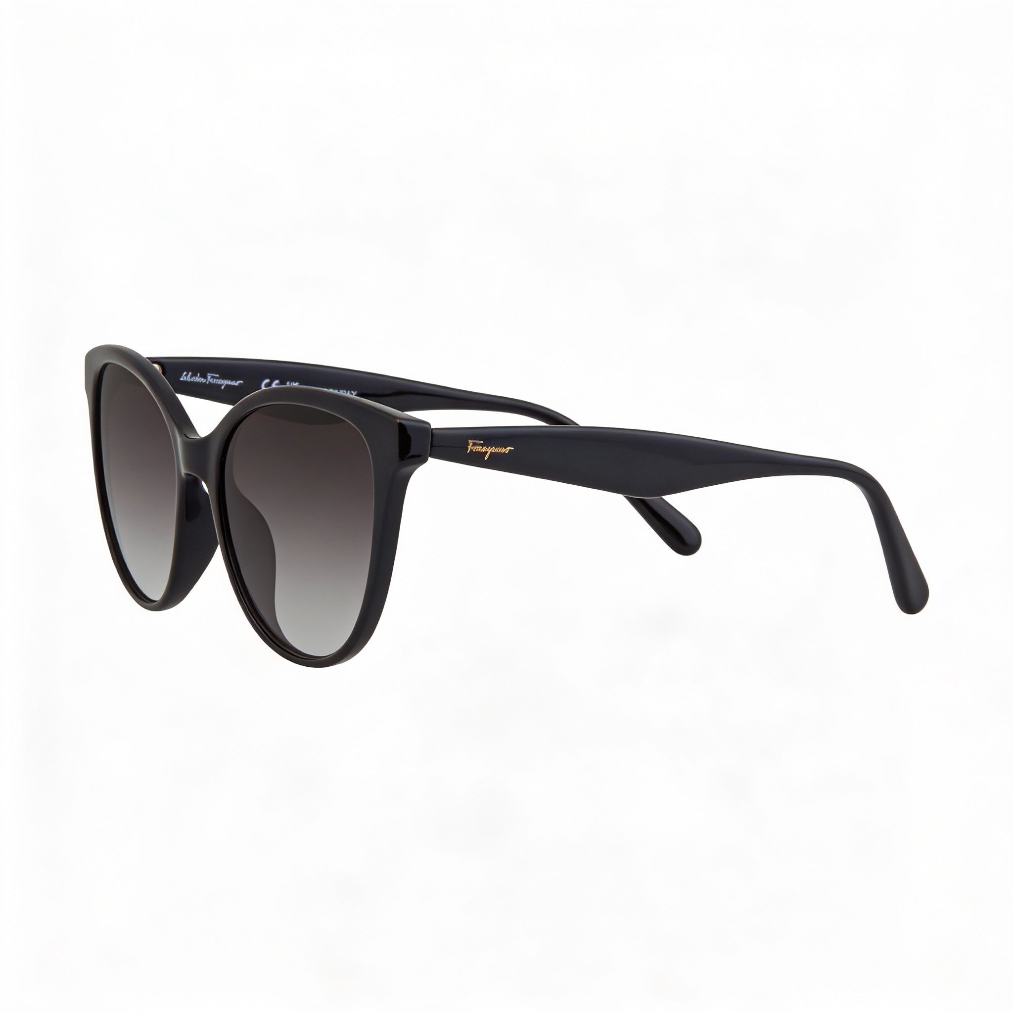 Salvatore Ferragamo SF1073S Women's Black Plastic Cat Eye Grey Gradient UV Protected Sunglasses 54mm, Photo 3
