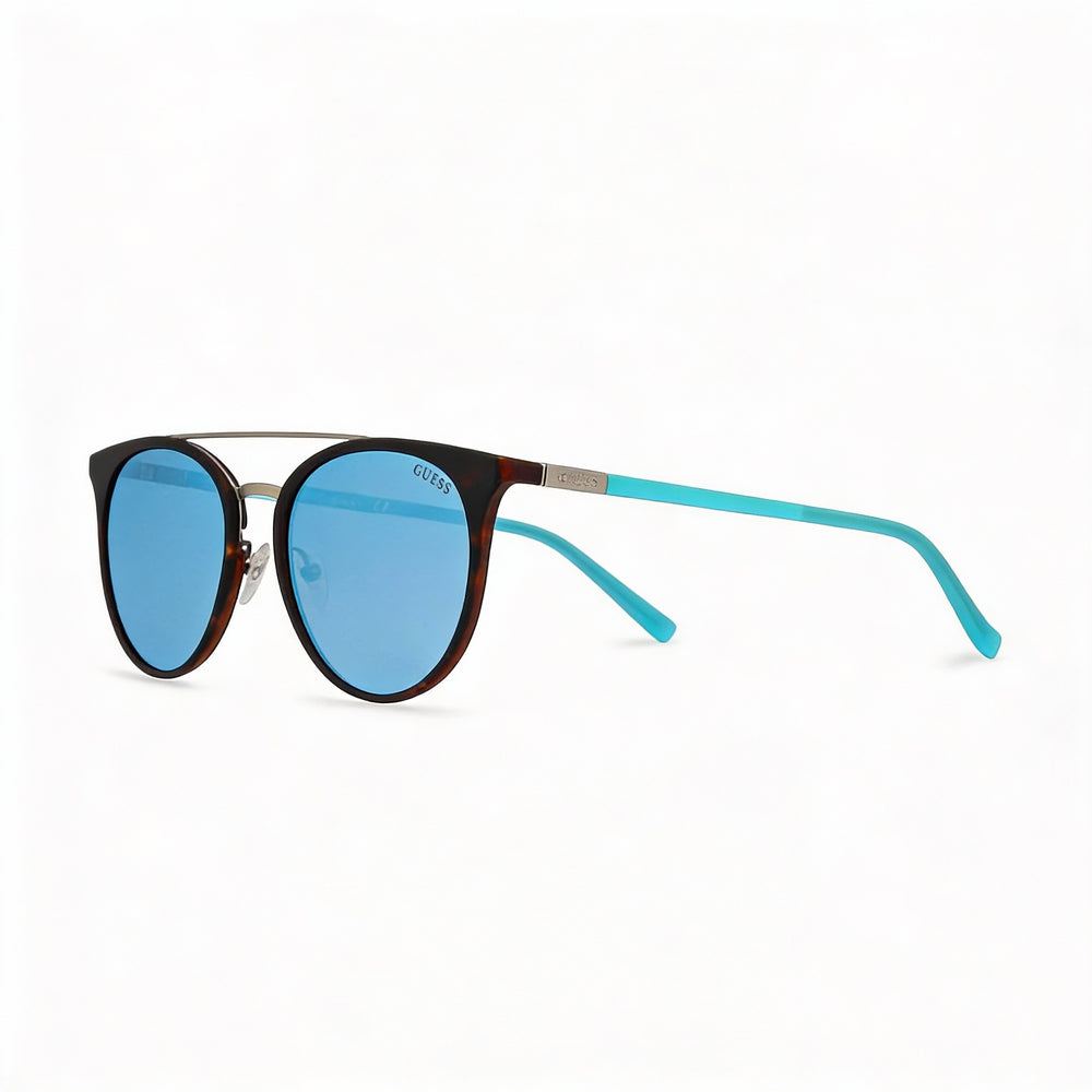 GUESS Gu3021 Women's Dark Havana Smoke Mirror Plastic Frame Anti-Reflective Non-Polarized UV Protection Sunglasses 56mm