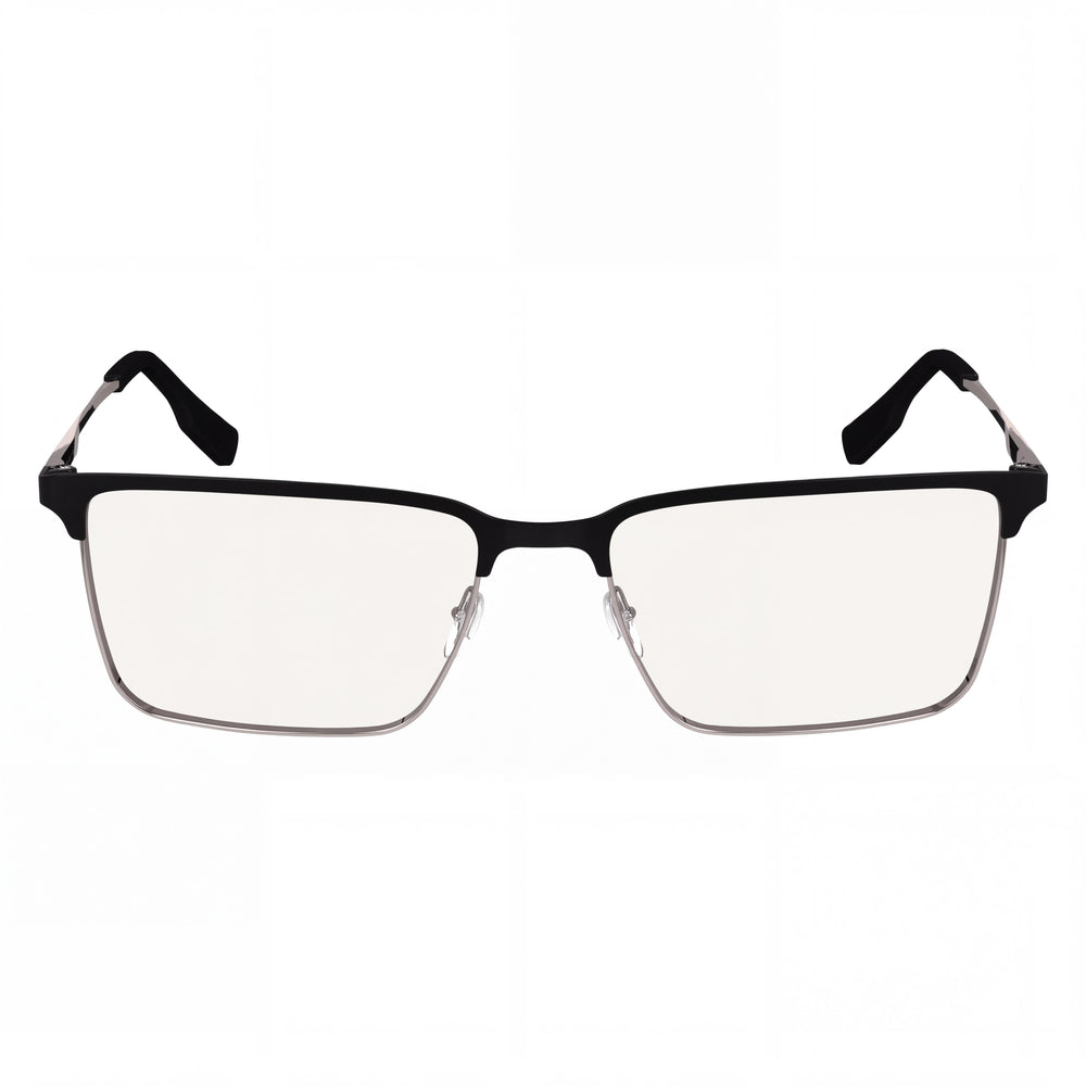 Gafas Oftálmicas Lacoste Casual para Hombre de Metal Negro Mate con Lentes Transparentes de Plástico, 55-17-145