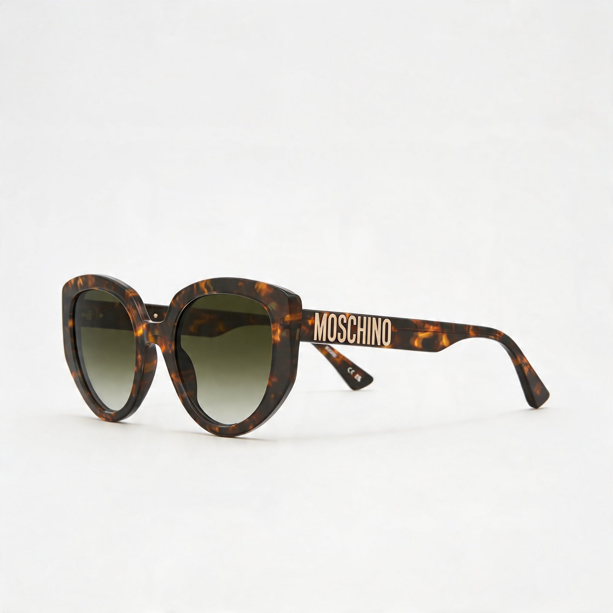 Gafas de sol Moschino informales de acetato havana para mujer con lentes de policarbonato verde sombreado de 53 mm, Photo 1