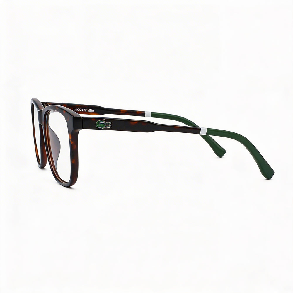 Montura de gafas ópticas de plástico Havana para hombre Lacoste L3635, ancho de lente de 49 mm, puente de 15 mm, patilla de 130 mm