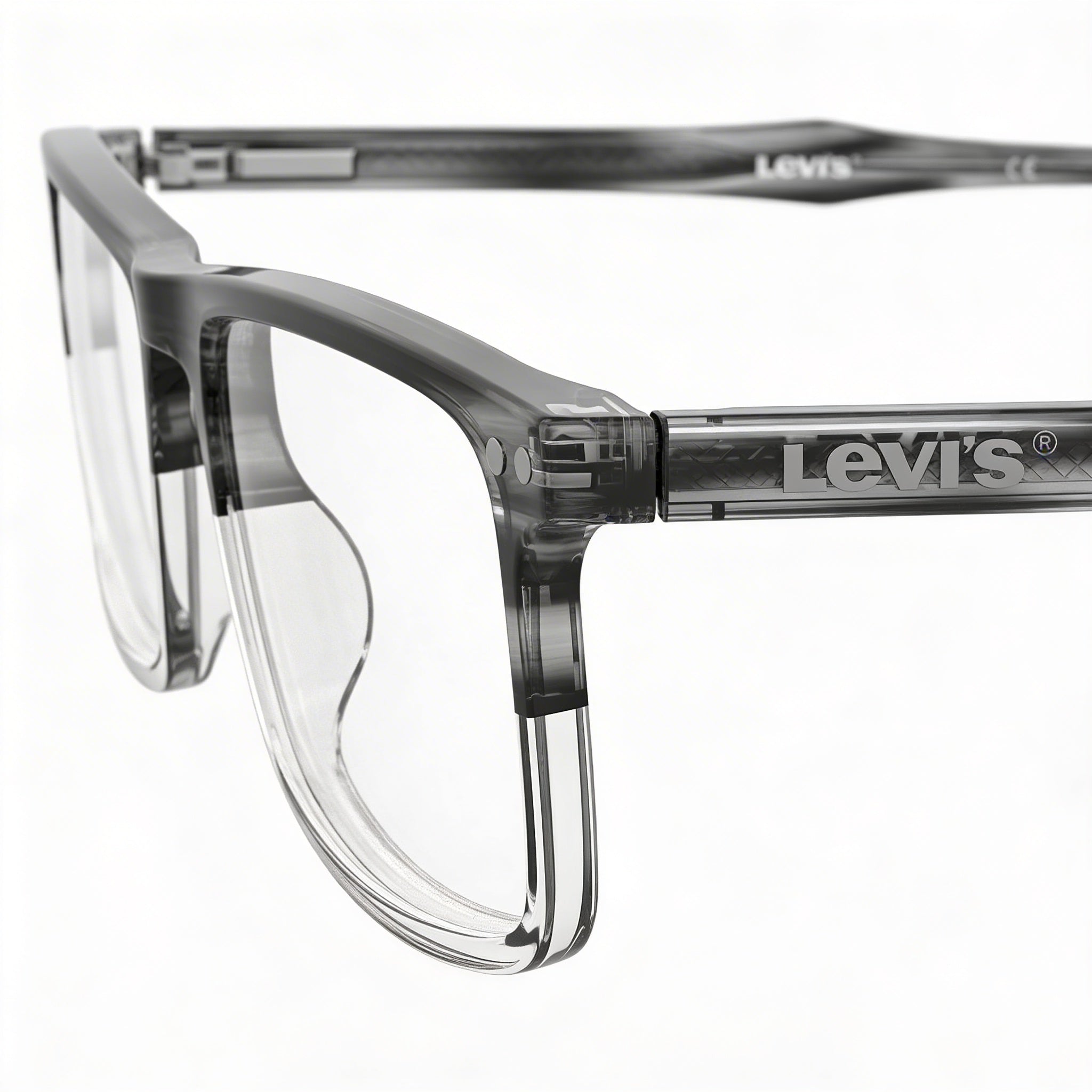 Gafas de vista Levi's LV 5020 para hombre, rectangulares, de polimetilmetacrilato, no polarizadas, transparentes, blancas y grises, de 55 mm, Photo 3