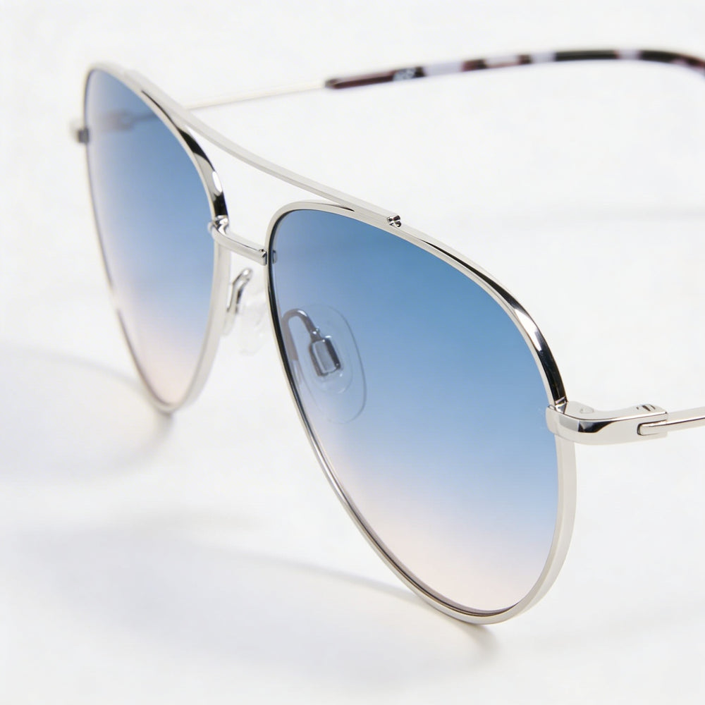 Gafas de sol Rag & Bone Modern para mujer, de metal, estilo aviador, de acero inoxidable paladio, color azul, doble tono, no polarizadas, 58 mm