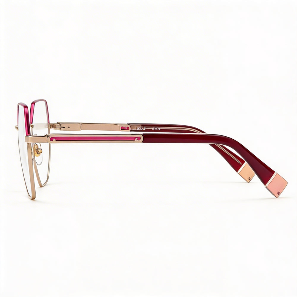 Furla Women's Casual Metal Sunglasses, Oro Rosso C/Parti Fuxia Pieno Lucido, Transparent Lens, 55mm