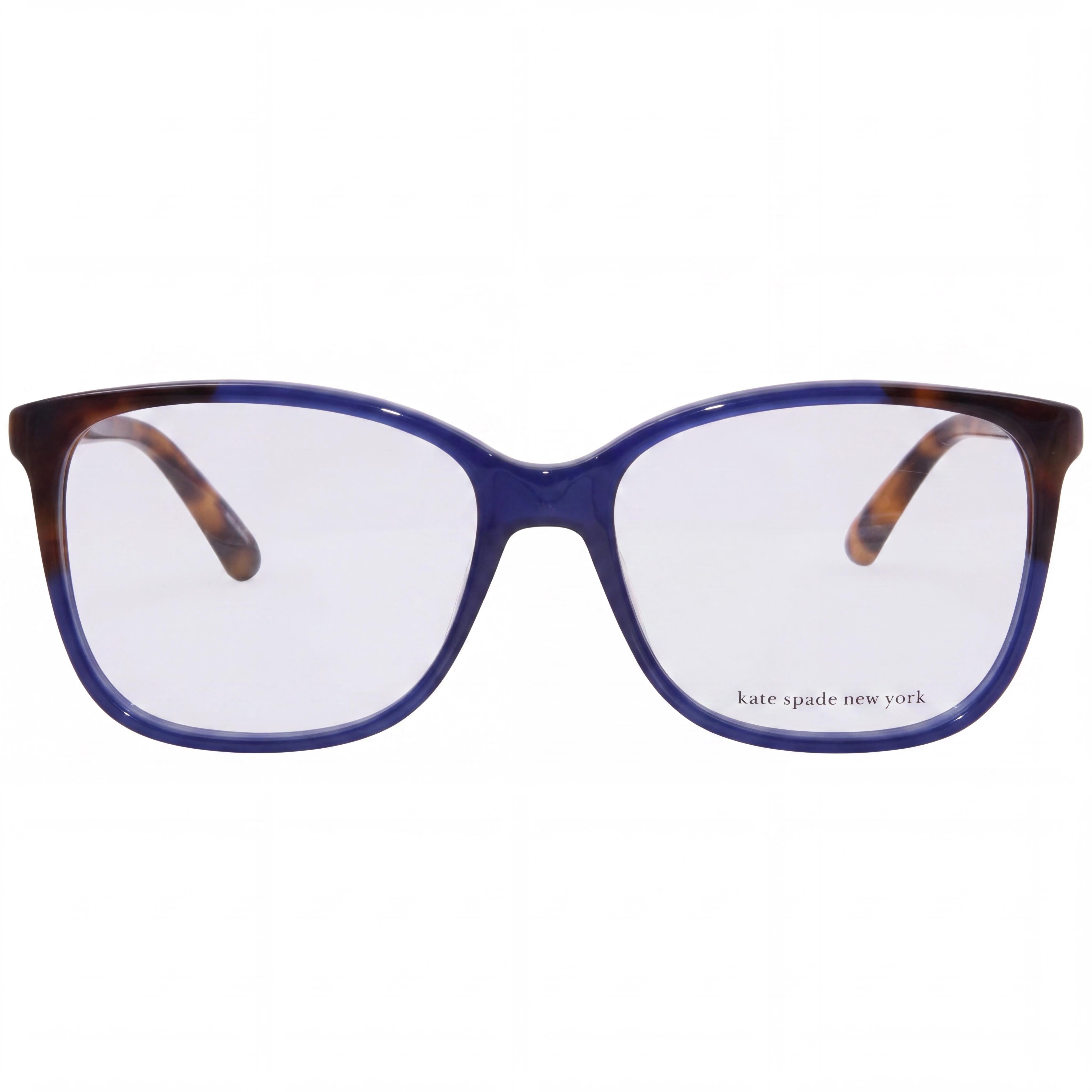 kate spade new york Karlyn Gafas de mujer de plástico azul Habana, rectangulares, lente de 53 mm, puente de 16 mm, patillas de 140 mm, Photo 2