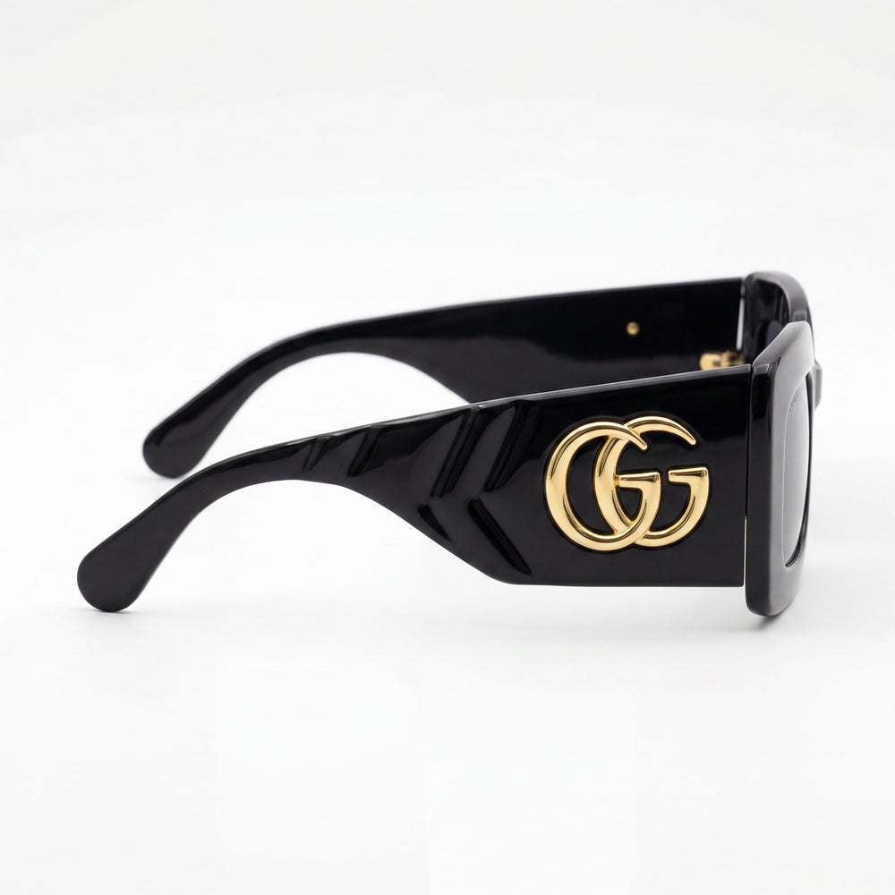 Gucci GG0811S Women's Rectangle Black Frame Grey Lens 53mm UV Protection Sunglasses