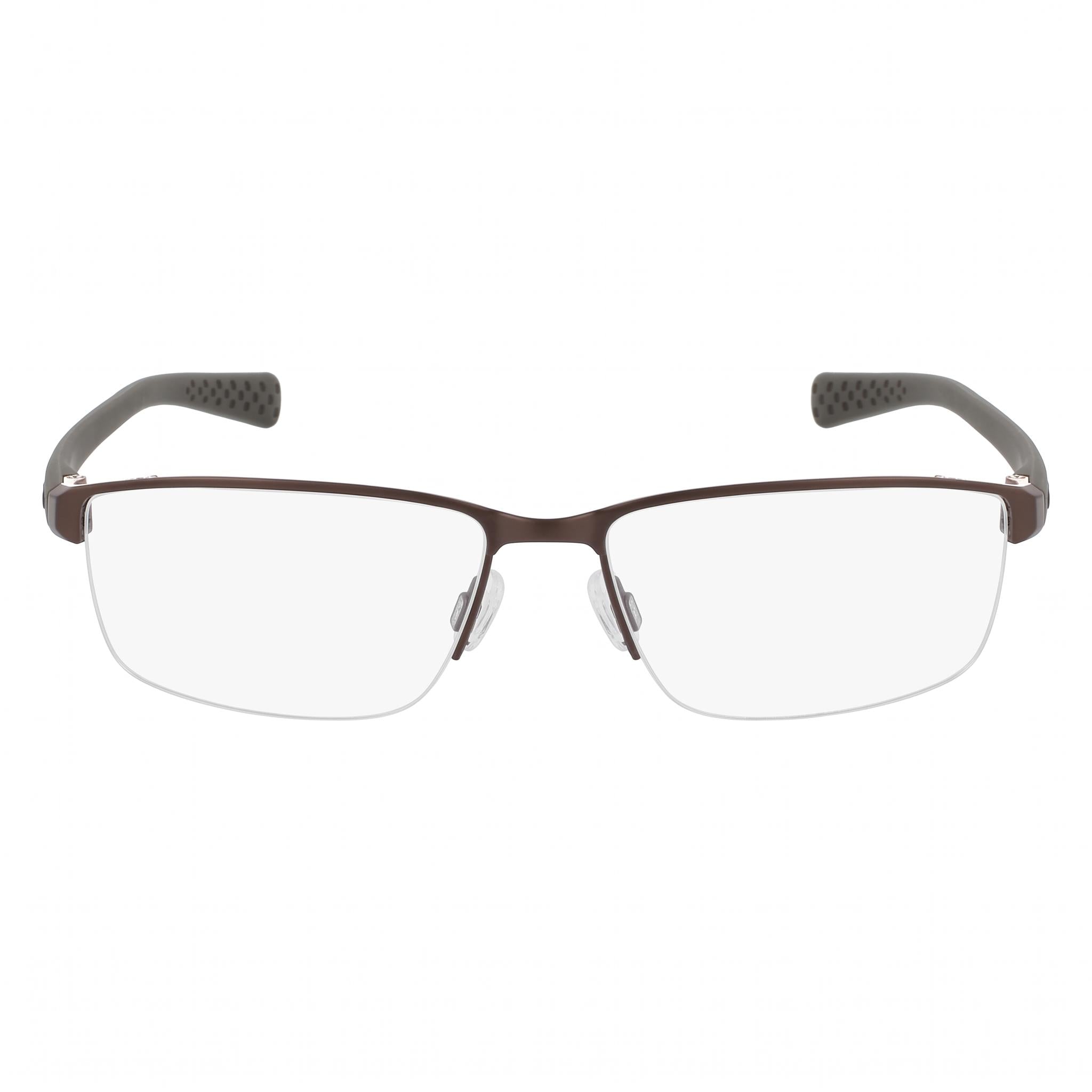Nike Casual Men's Prescription Eyeglasses with Transparent Plastic Lenses in Walnut Cargo Khaki, Size 56-16-140, Photo 2