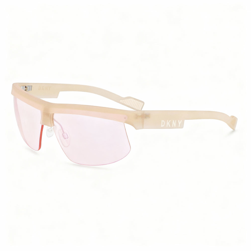 DKNY Classic Women's Nude Plastic Shield Sunglasses, Pink Non-Polarized UV Lenses, Lens Width 66mm, Bridge 4mm, Temple 140mm
