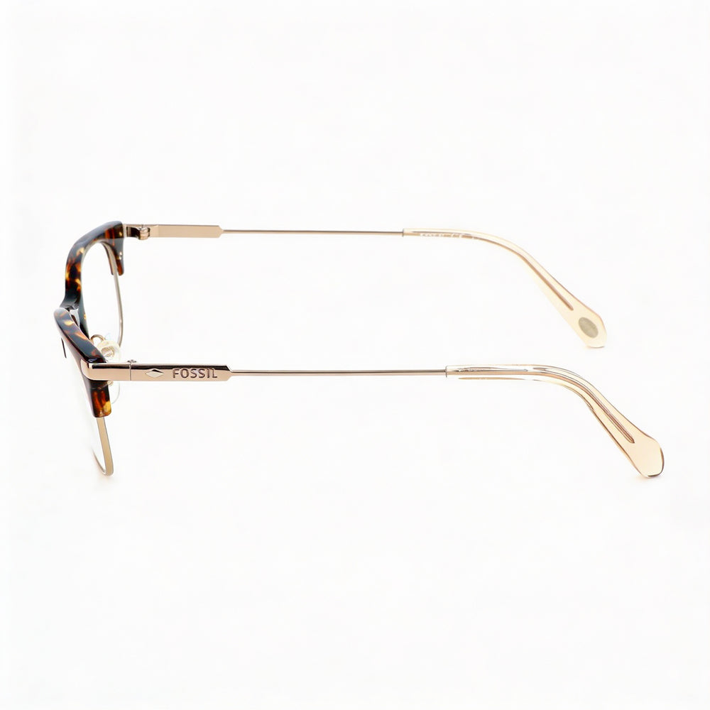Gafas Fossil FOS 6055 OIM para mujer, rectangulares, montura completa, de acero de aleación, color dorado, estilo habana, sin montura, 50-17-145 mm