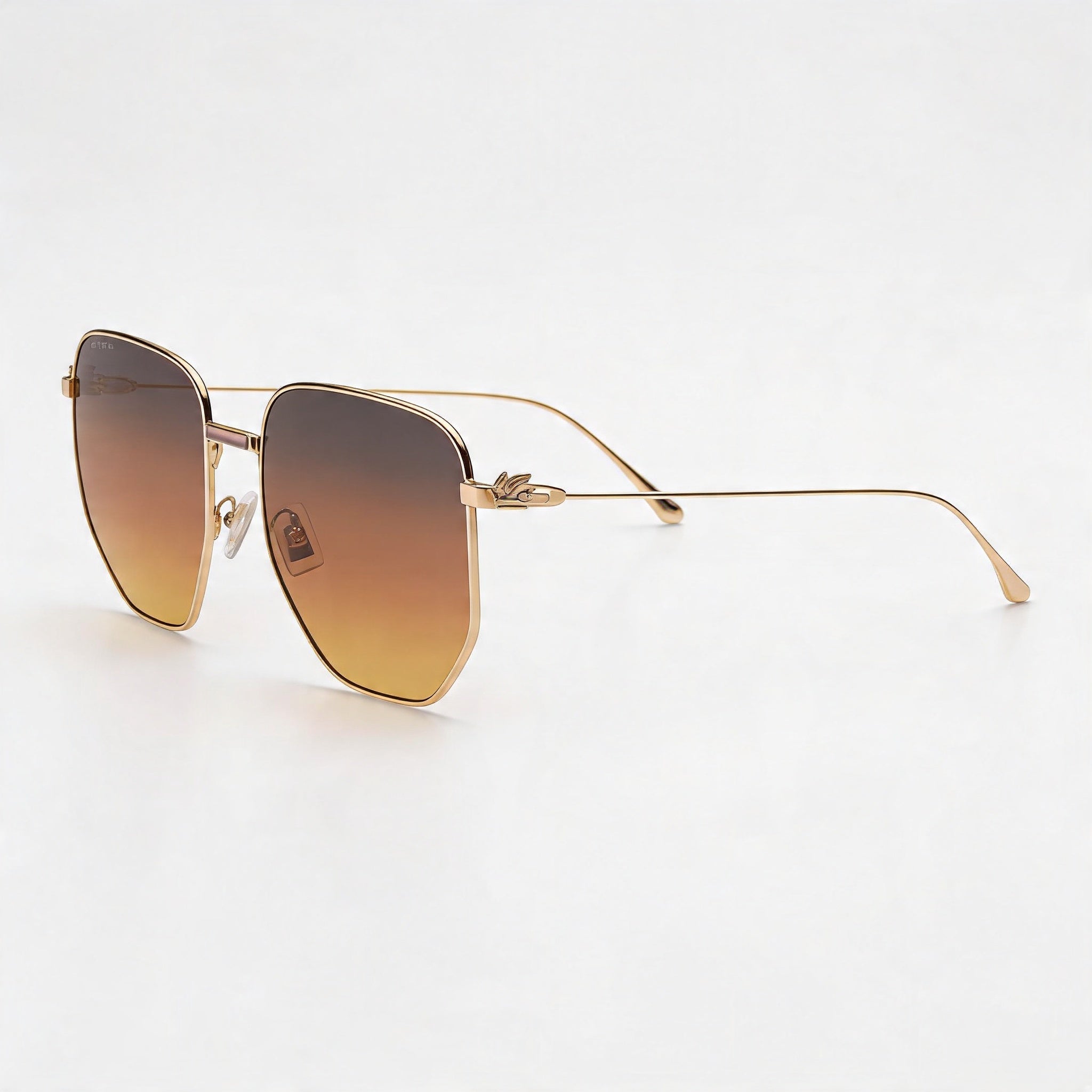 Etro Gafas de sol casual para mujer con montura de metal oro rosa y lentes burdeos anaranjadas de 60 mm, Photo 1