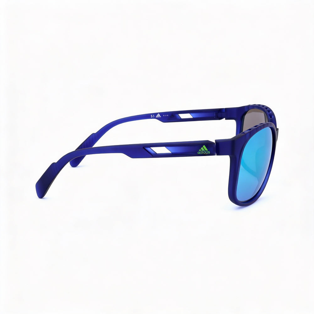 Gafas de sol unisex adidas Modern de plástico con montura azul mate y lentes ahumadas, protección UV, 58 mm