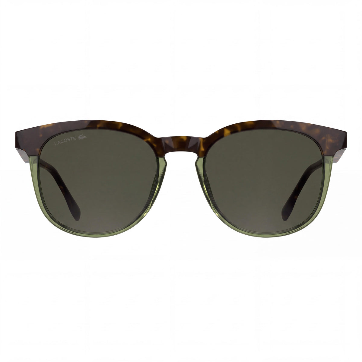 Gafas de sol Lacoste L6073s para hombre de plástico con protección UV 400, montura Habana/verde claro transparente, lentes verde sólido, 52 mm, Photo 2