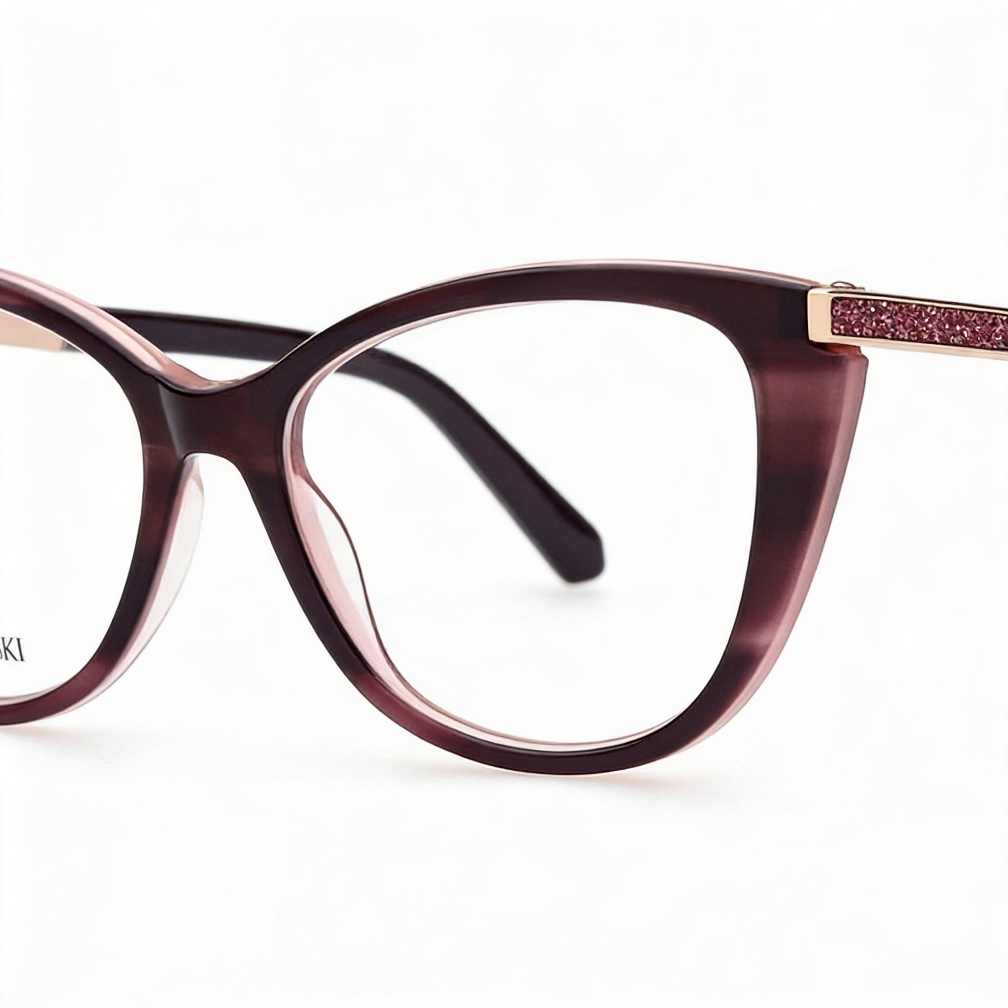 Swarovski SK5414 Modern Women's Bordeaux Optical Eyeglasses Frame, Prescription Ready with Clear Demo Lenses, 53mm, Photo 2
