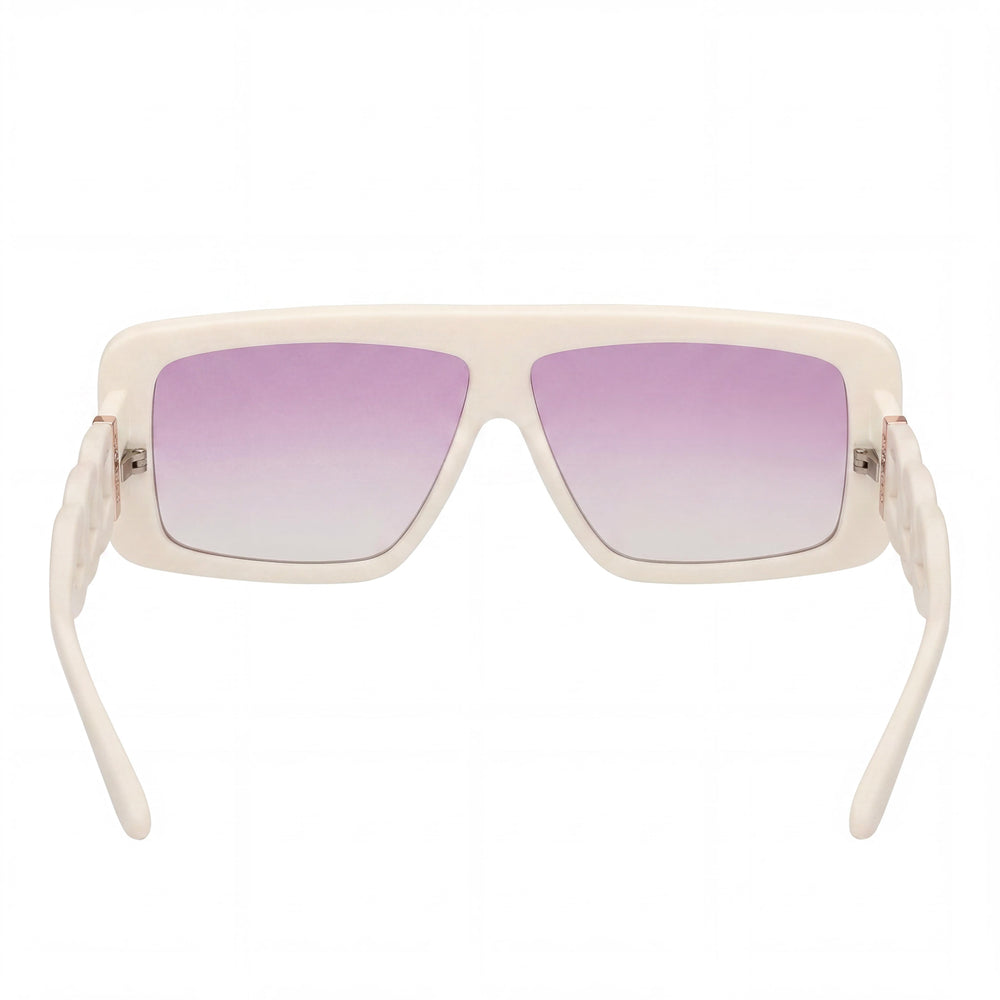 Gafas de sol GUESS Classic para mujer con montura inyectada blanca, lentes violetas, 60-10-130