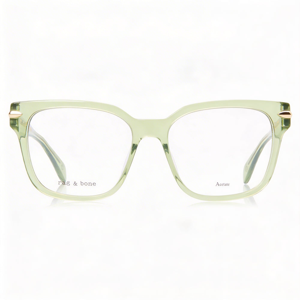 Rag & Bone Casual. Gafas de Acetato Verdes para Mujer con Ancho de Lente de 55 mm, Ancho de Puente de 17 mm, Longitud de Patilla de 140 mm