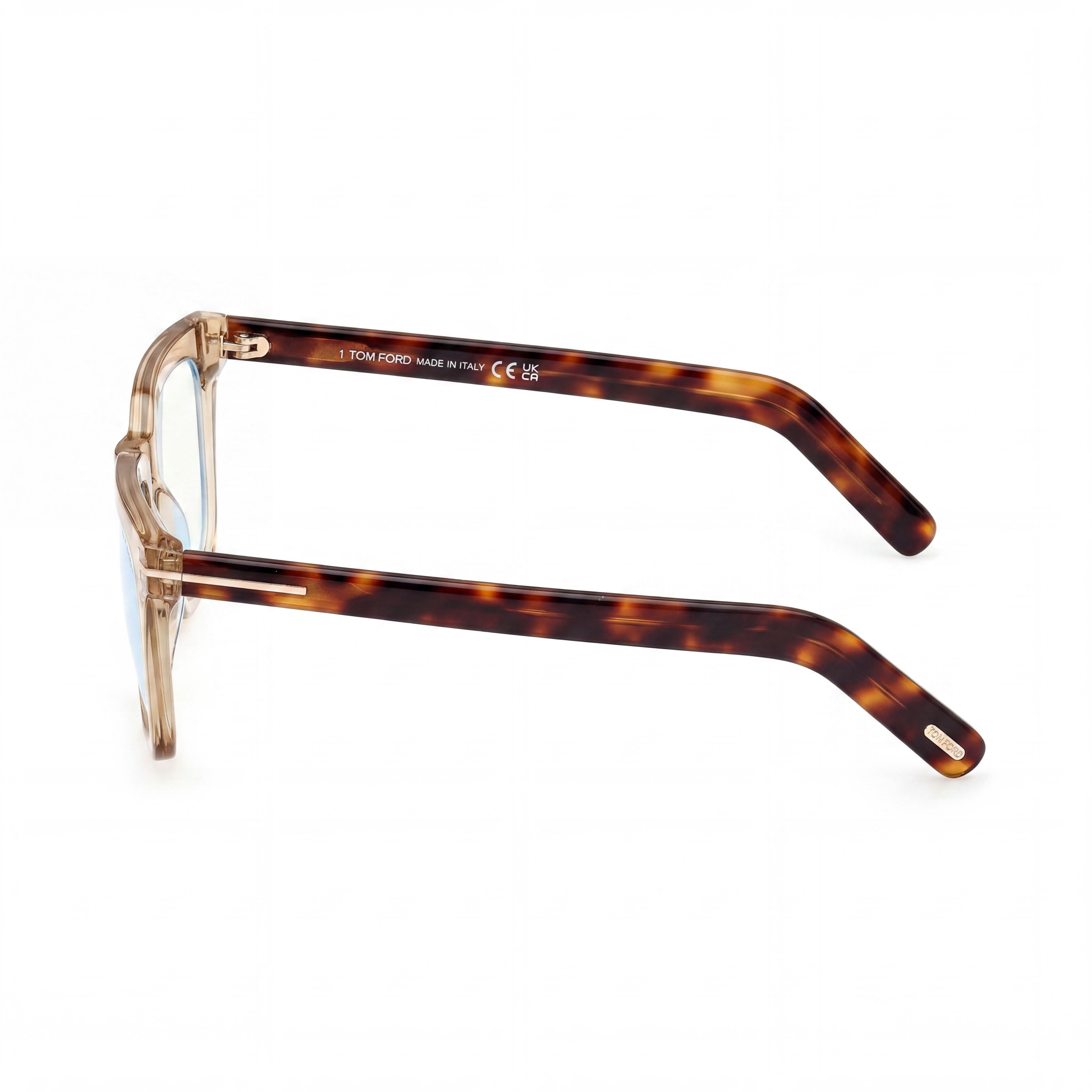 Tom Ford Ft5963-b Gafas Unisex con Montura de Material Café, Café Claro Brillante, Lentes de Policarbonato 50-20-145, Photo 3
