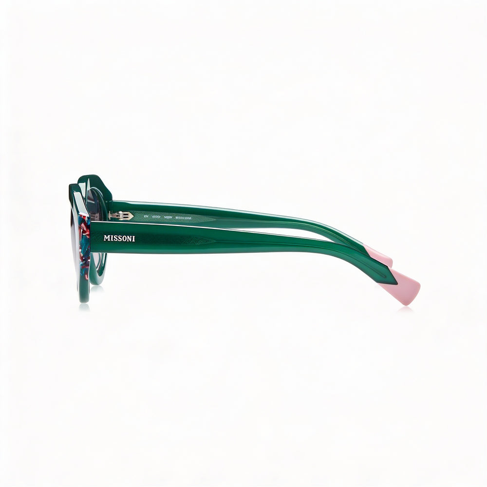 Gafas de sol Missoni Classic para mujer, montura de acetato, color verde y rosa, con protección UV y lentes de policarbonato, 53 mm